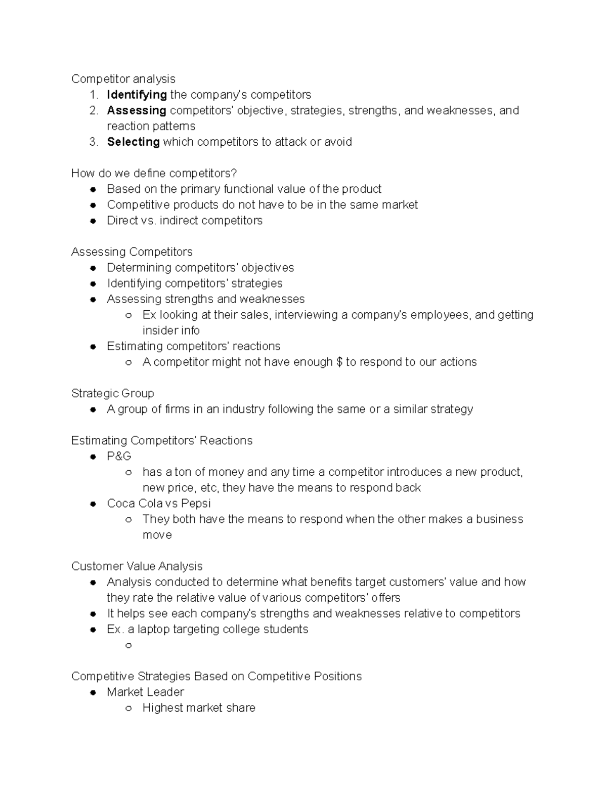 Lecture 10 – Competitor 2 - Competitor analysis 1. Identifying the ...