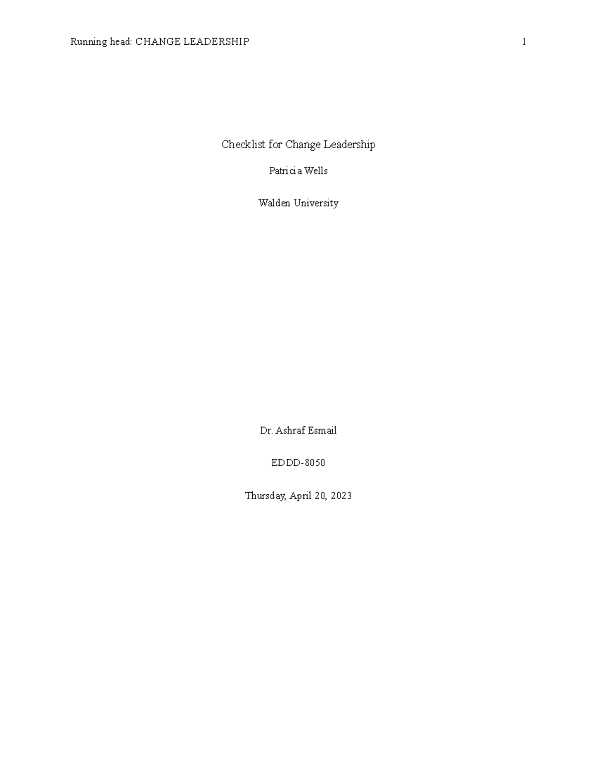 Curriculum, Instruction, and Assessment week 6 assignment - Running ...