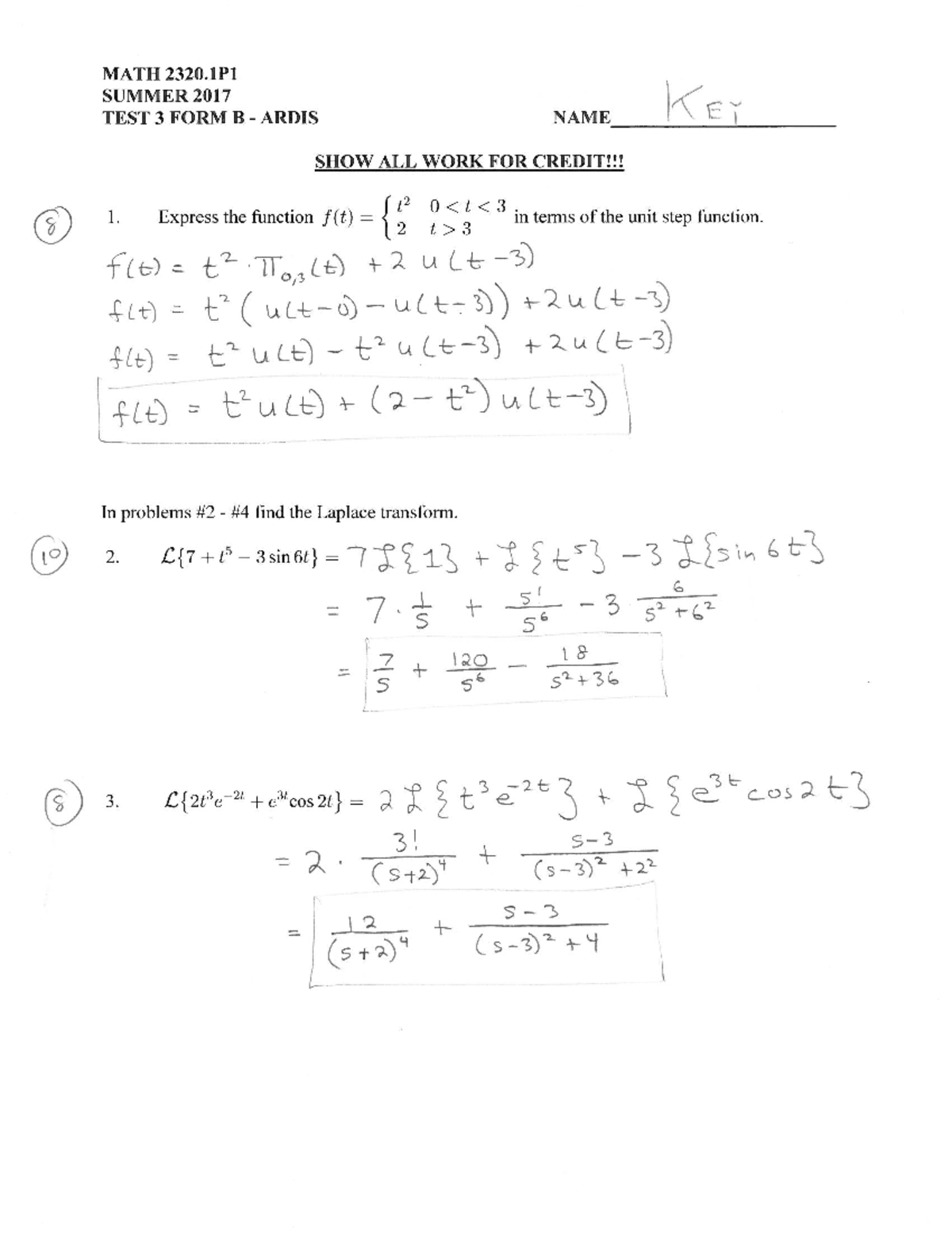 TEST 3 FORM B - MATH 2320 ., SUMMER 2017 M TEST 3 FORM B - ARDIS NAME ...