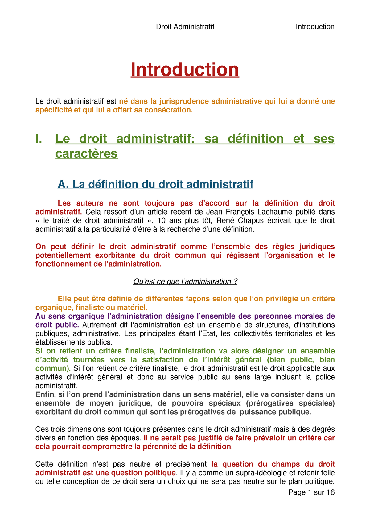 Introduction - Notes De Cours 1/3 - Introduction Le Droit Administratif ...