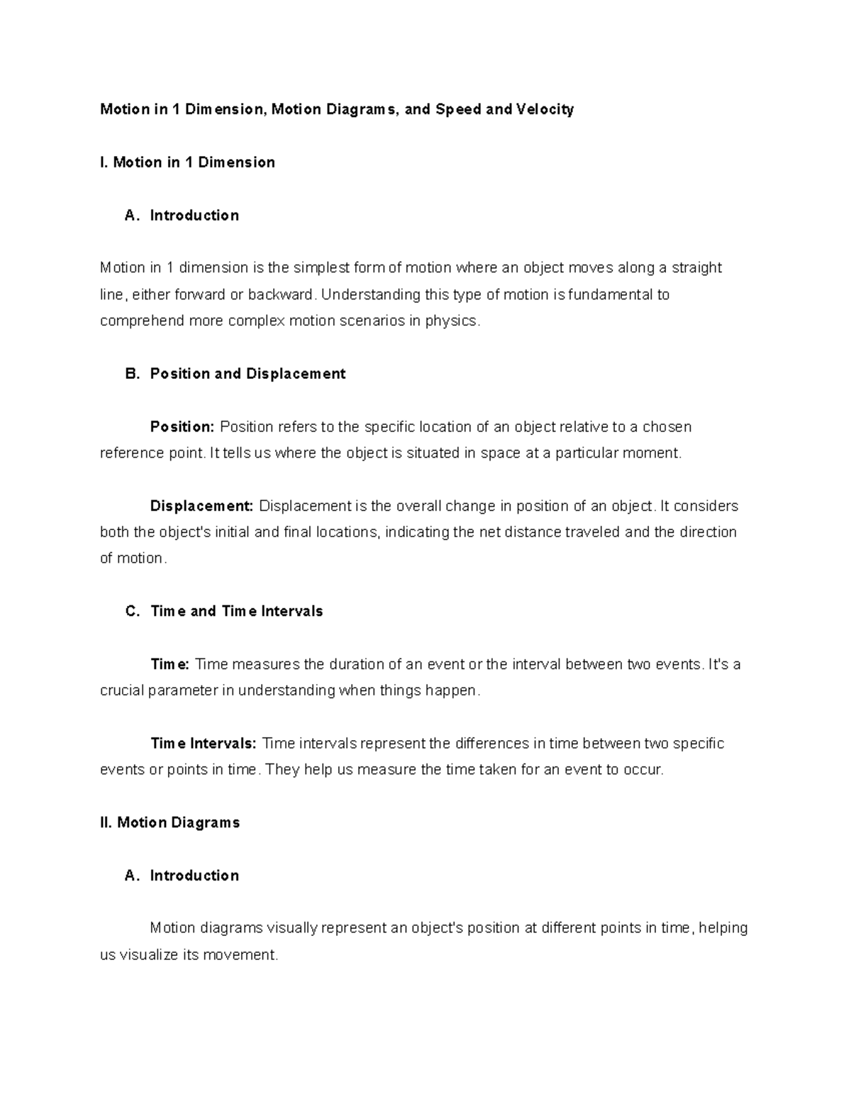 (3) 1D Motion, motion diagrams, speed and velocity - Motion in 1 ...