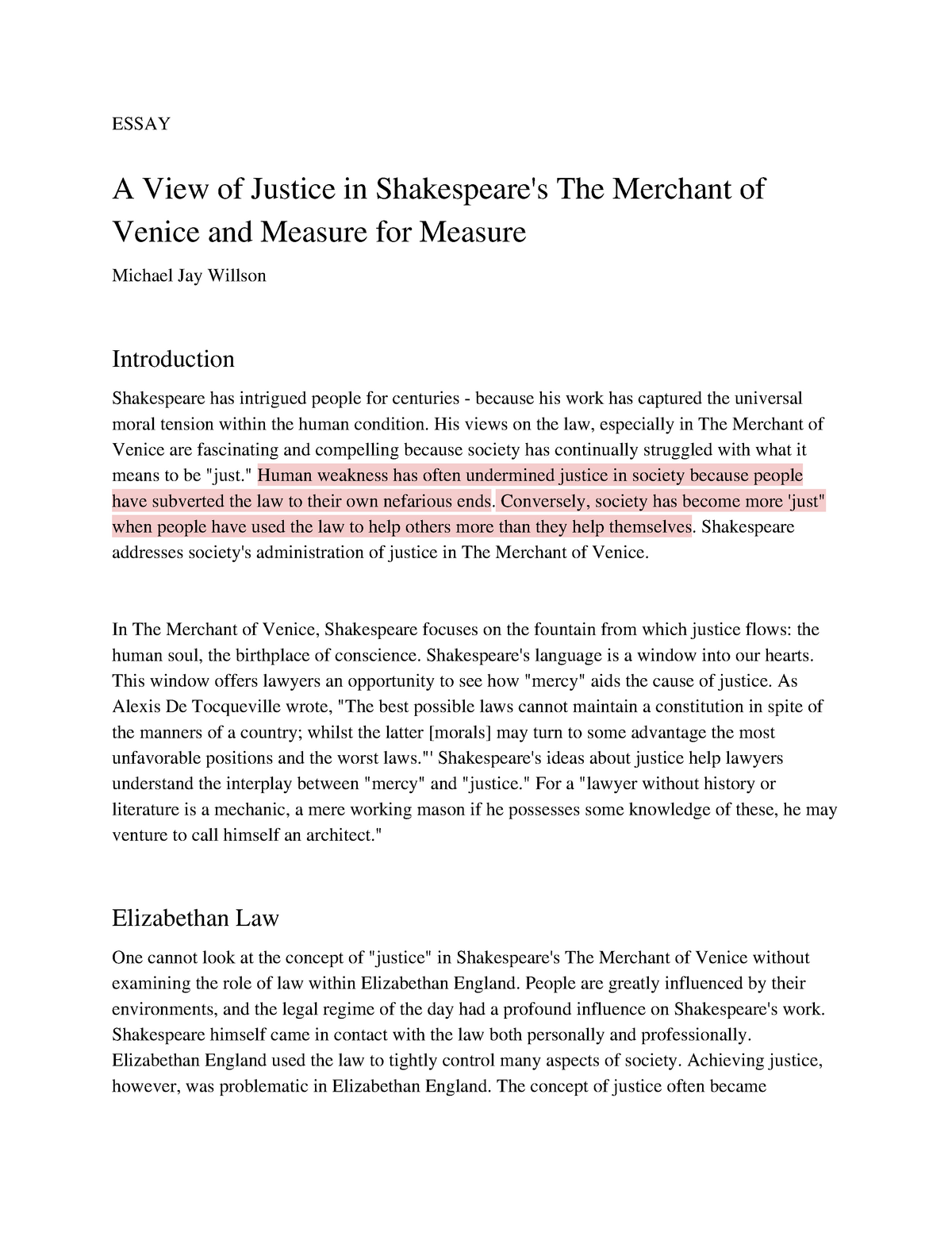 justice in the merchant of venice essay