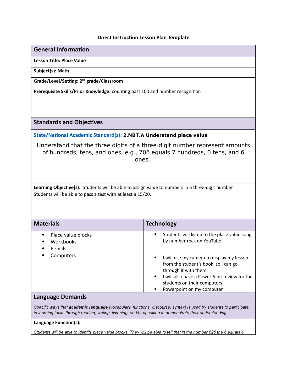 Task 1 D093 Lesson Plan - Not Hard Just Make Sure To Really Be Detailed ...