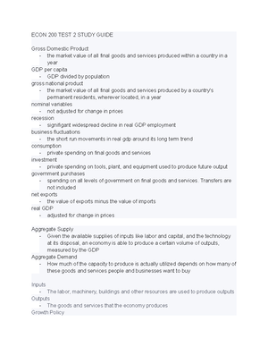 ECON 200 Final Exam Study Guide - Studocu