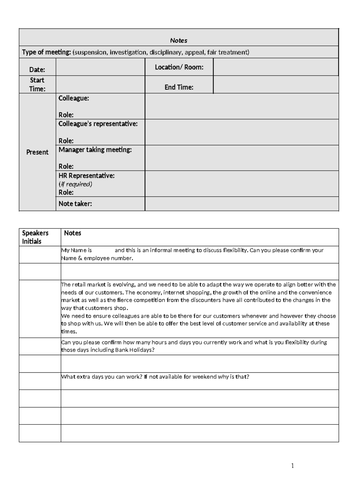 Flexibility temp - AWER - Notes Type of meeting: (suspension ...