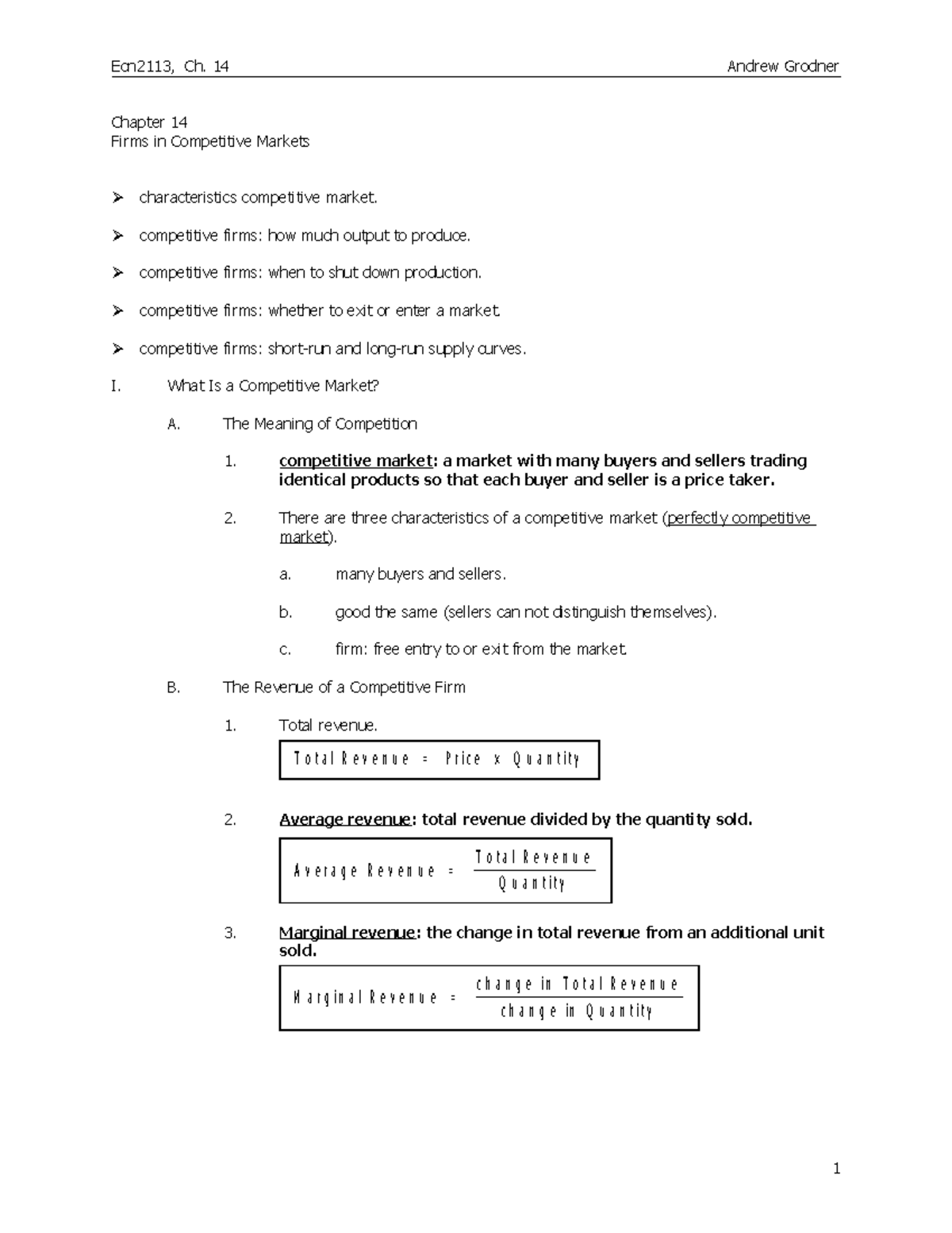 Econ2113 Ch14 - Professor Andrew Grodner - Ecn2113, Ch. 14 Andrew ...