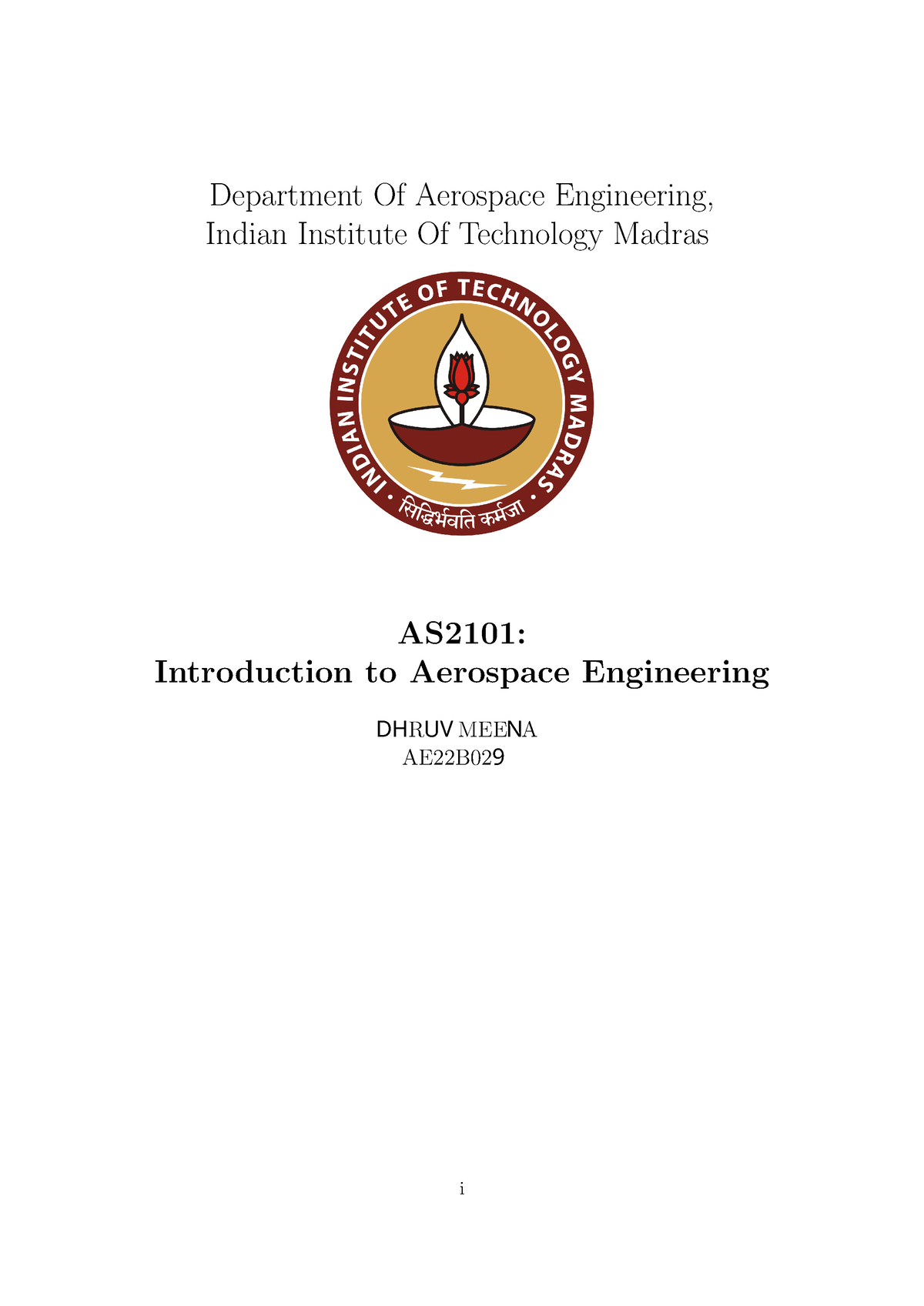 AE22B029 - Department Of Aerospace Engineering, Indian Institute Of ...