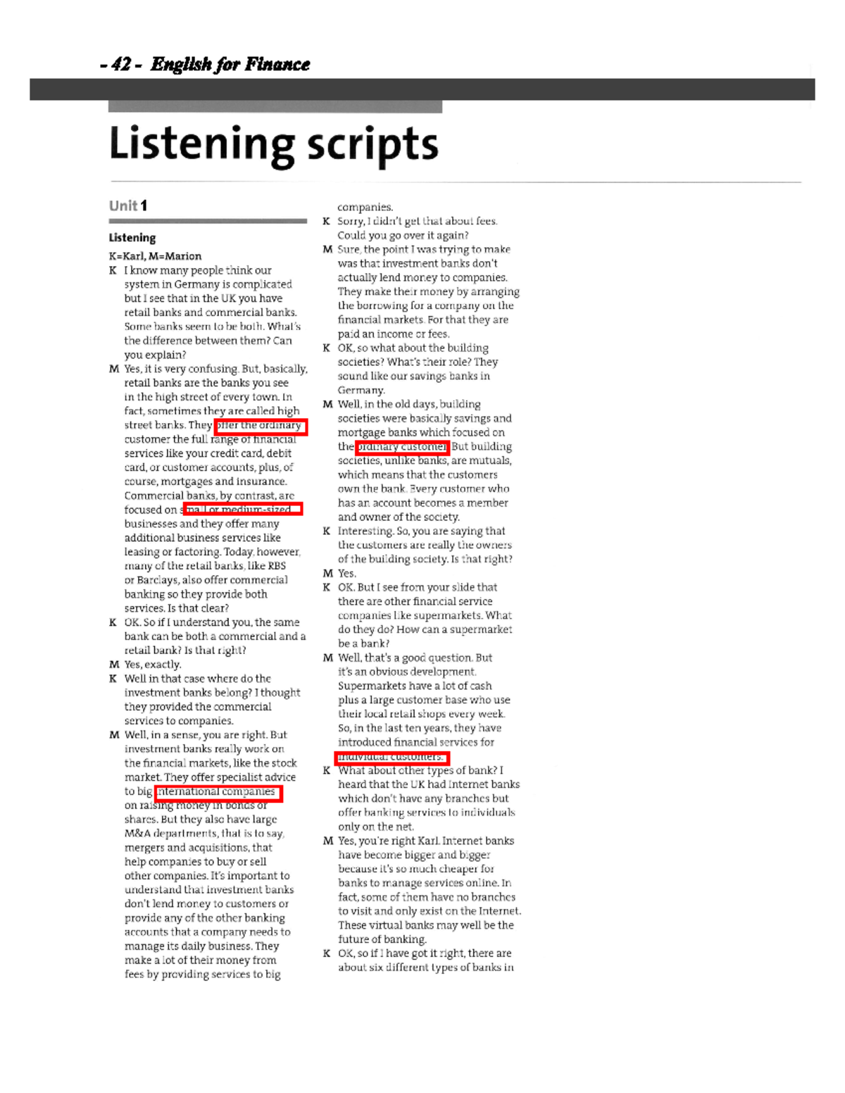 Listening tapescript - Unit 1 Banking - Học viện ngân hàng - Studocu