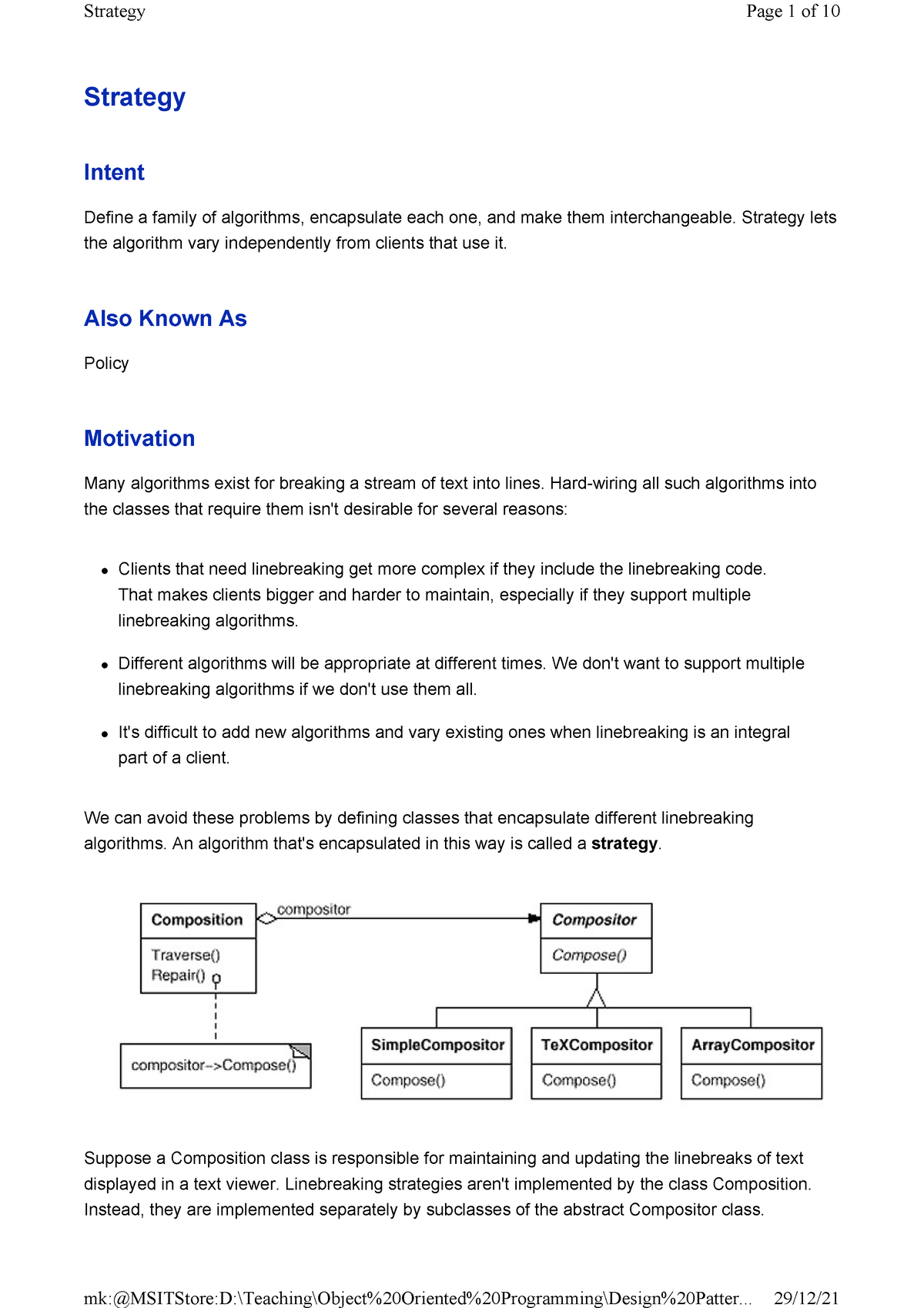 [Design Pattern]Strategy - Strategy Intent Define a family of ...