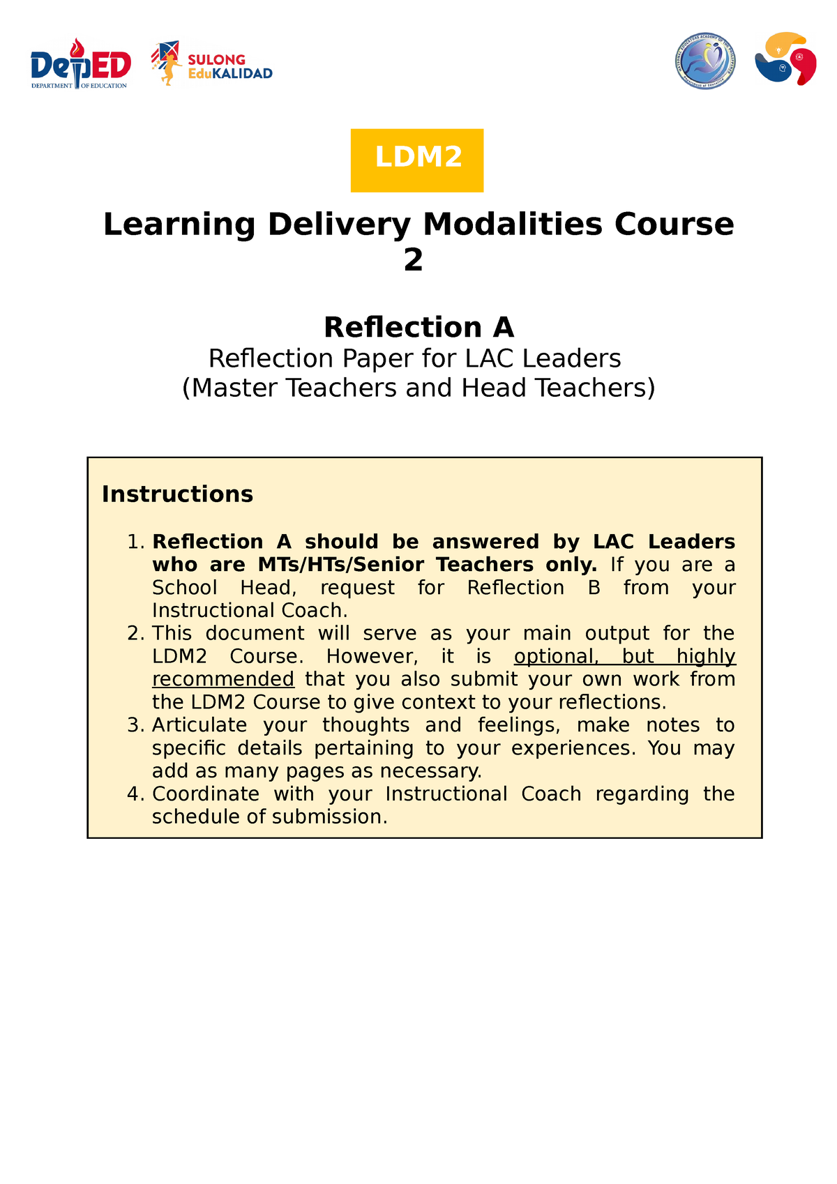 Ldm2 Reflection A Yap Want To Learn Ldm Learning Delivery Modalities Course 2 Reflection A 6333