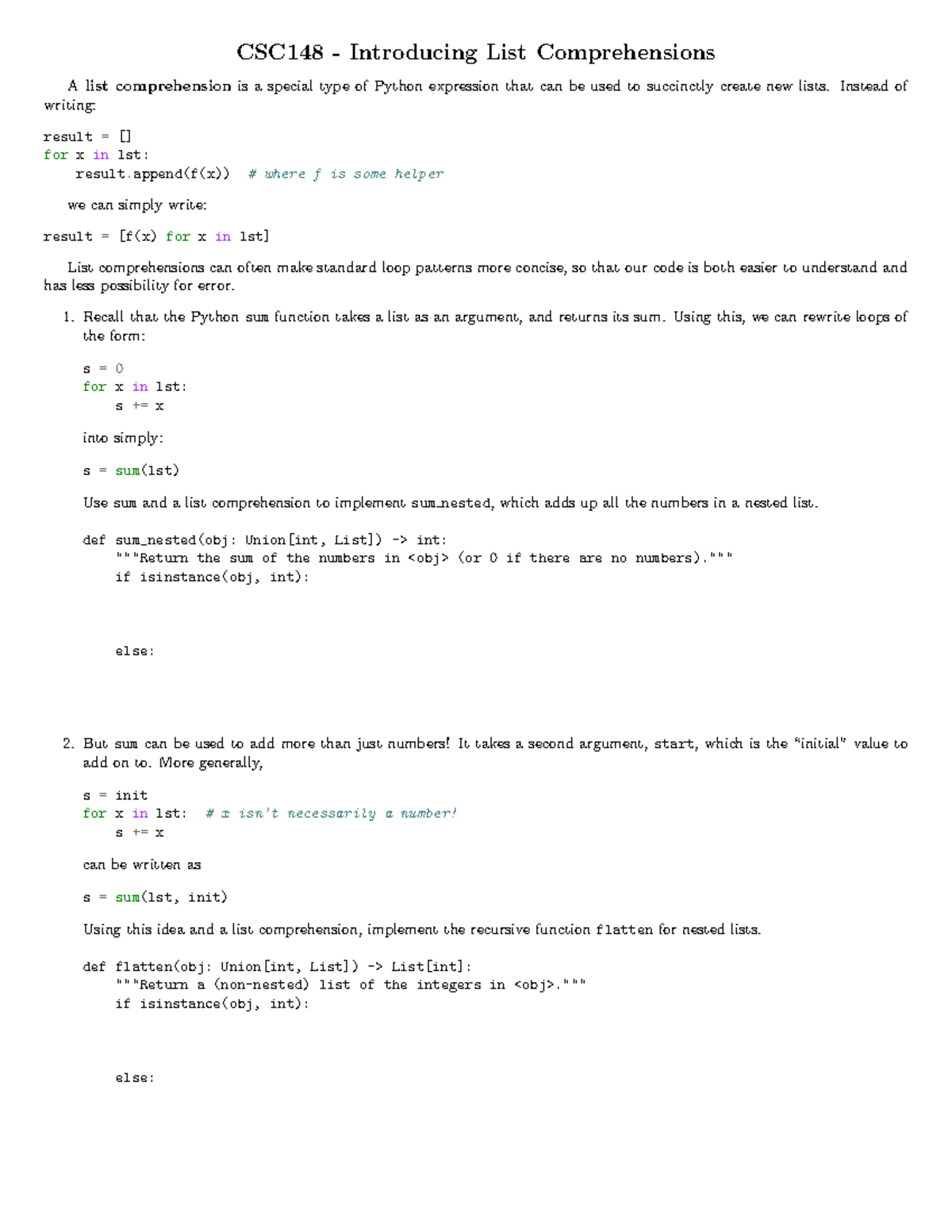 csc148-list-comprehensions-notes-csc148-introducing-list