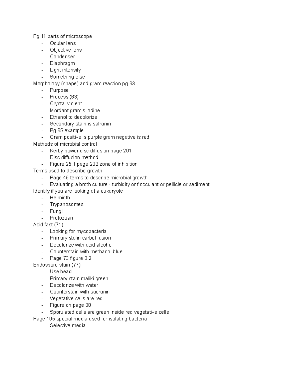 Micro Lab Final Pg 11 parts of microscope Ocular lens Objective
