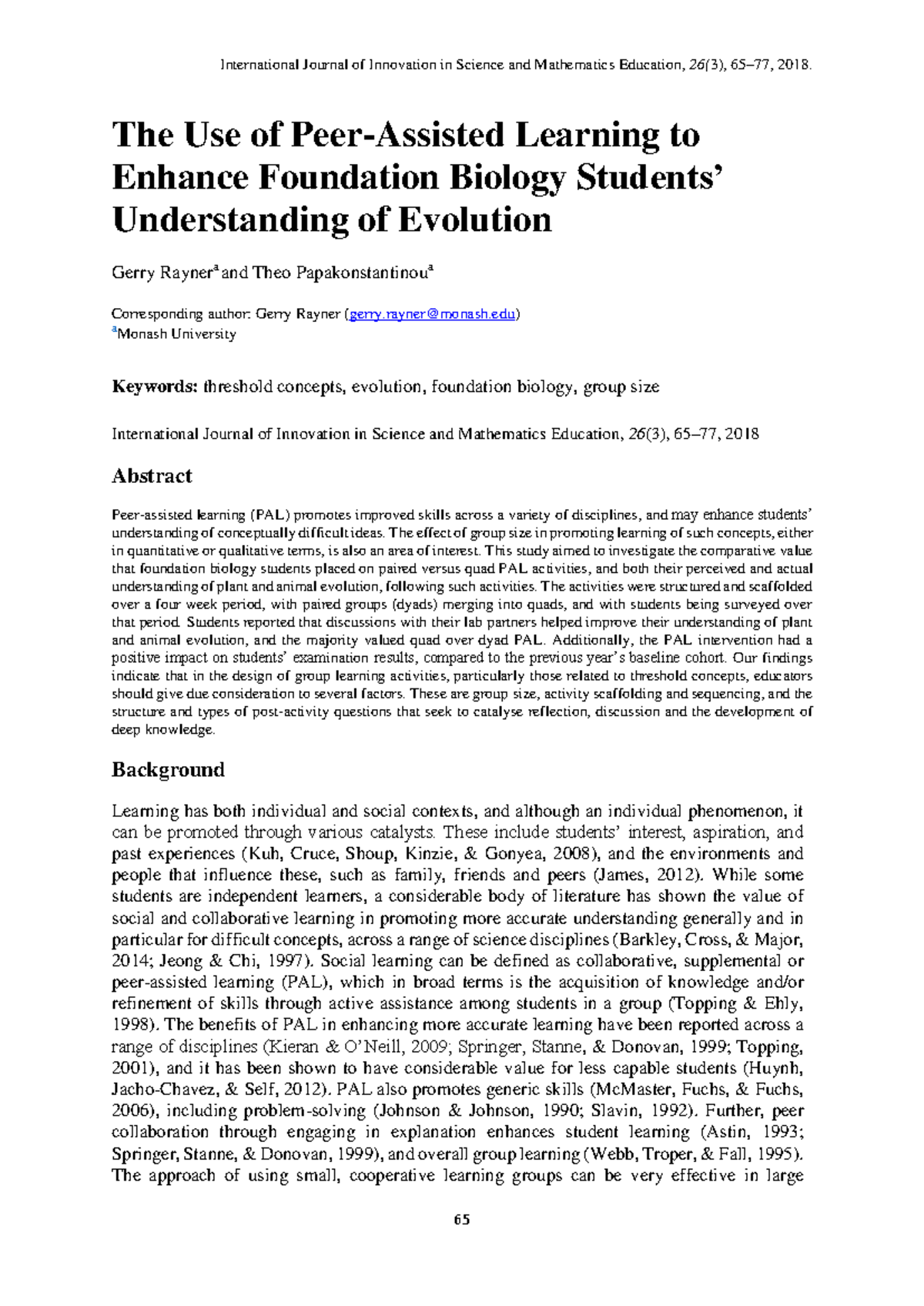 The Use of Peer Assisted Learning to Enh - The Use of Peer-Assisted ...