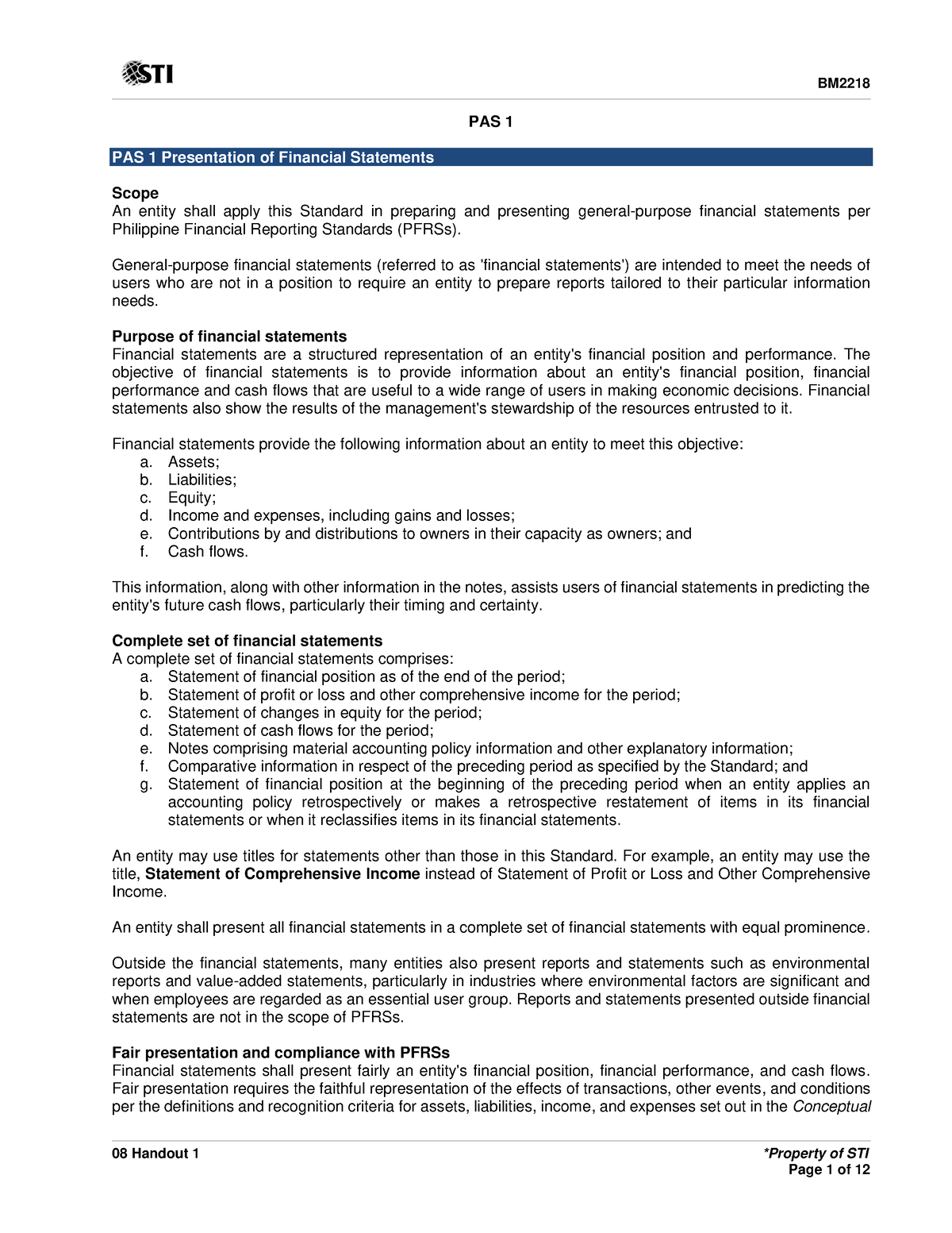 08 Handout 1(28) - Cfas - Conceptual Framework And Accounting Standards ...