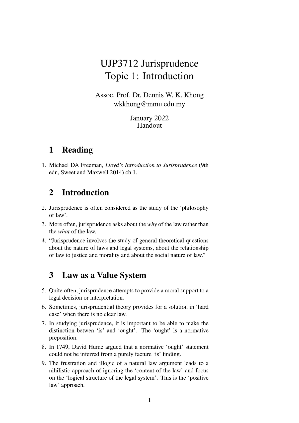 Topic 1 - Introduction - UJP3712 Jurisprudence Topic 1: Introduction ...