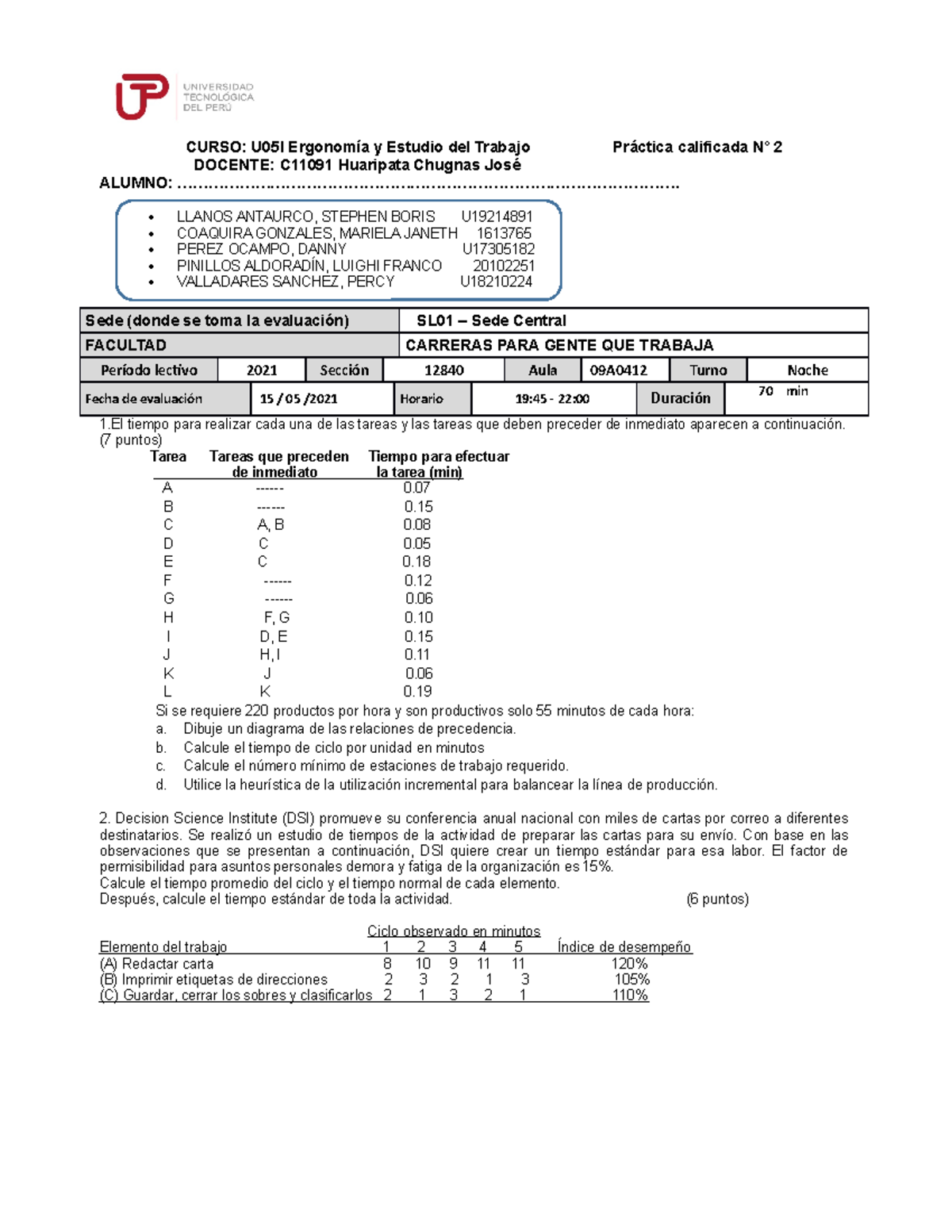 PC 2 - Ergonomia - EJERCICIOS - CURSO: U05I Ergonomía Y Estudio Del ...