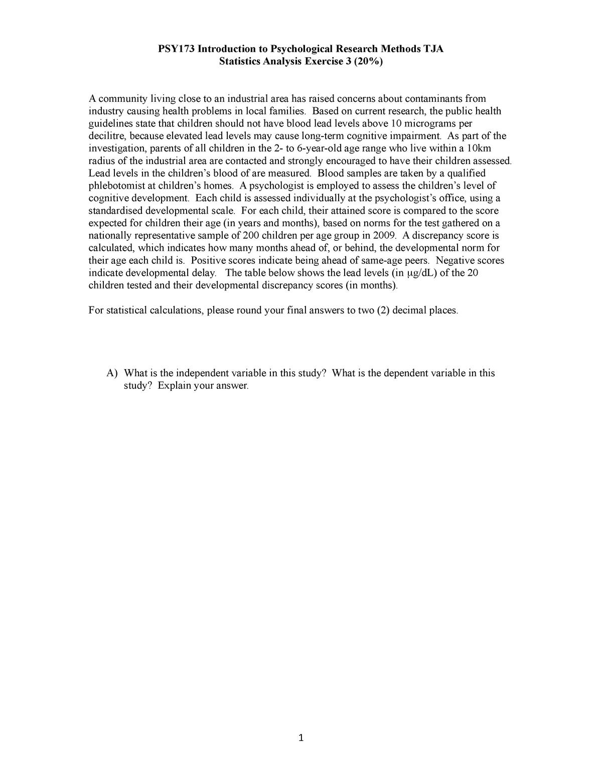 SAE3 Tsa - GRADED ASSIGNMENT - PSY173 Introduction To Psychological ...