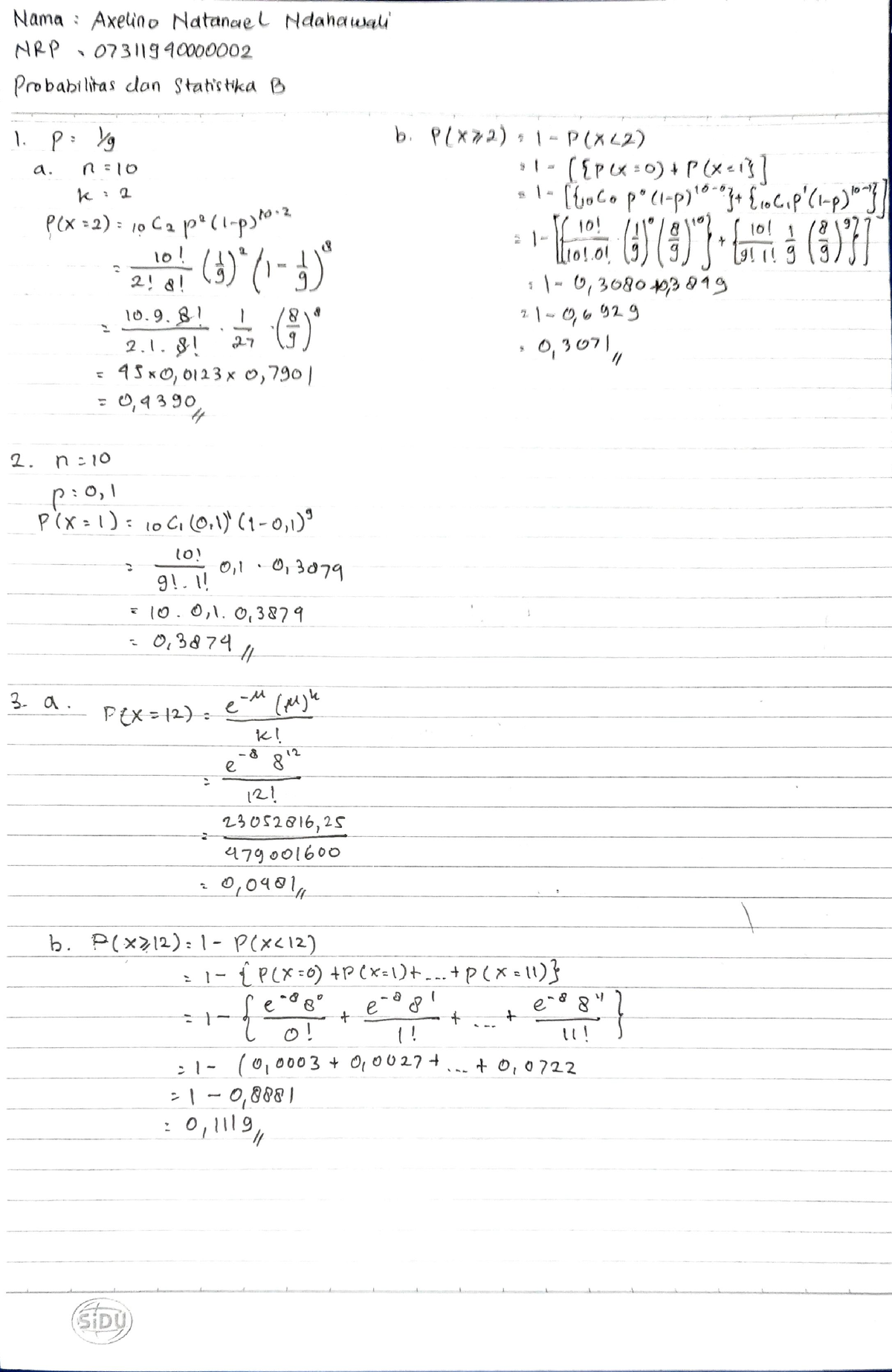 Probability And Statistics Assignment 3 - Studocu