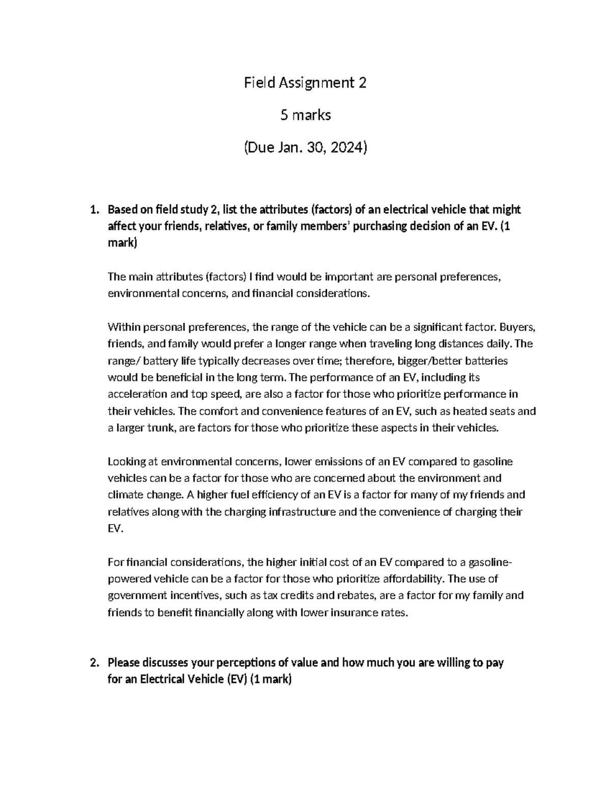 Assignment 2 - 30, 2024) 1. Based on field study 2, list the attributes ...