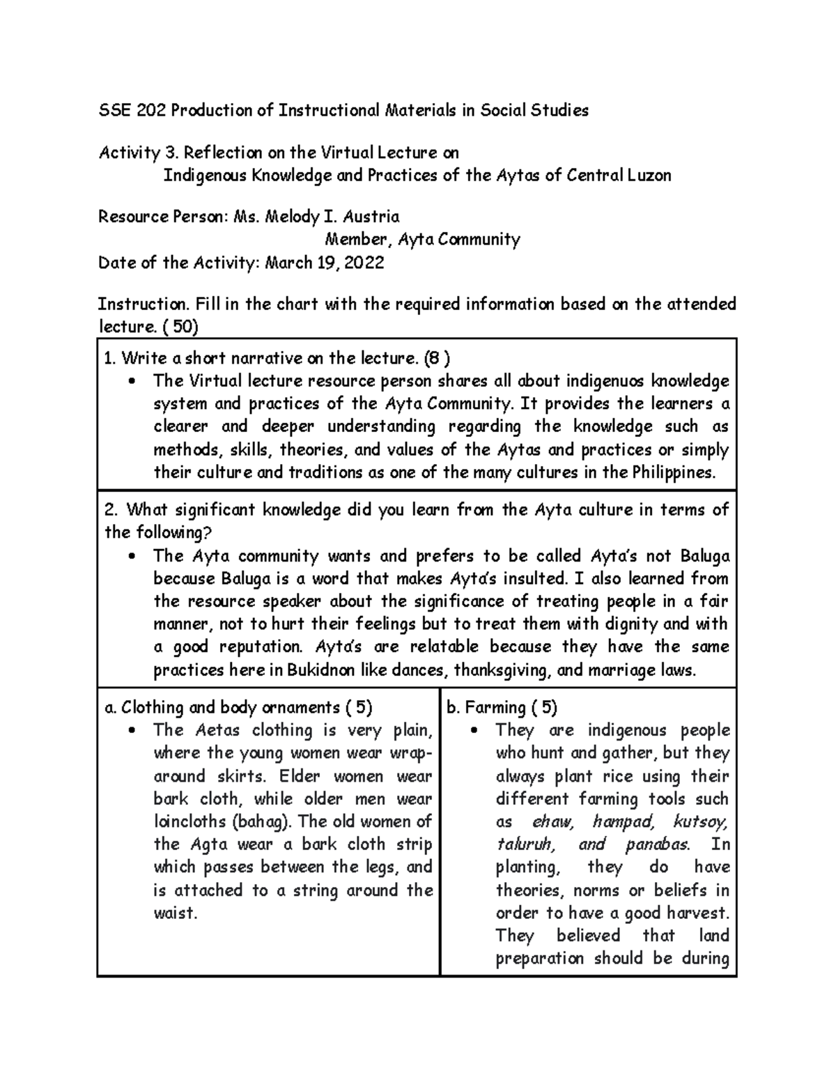 Production of Instructional Materials in Social Studies Reflection on
