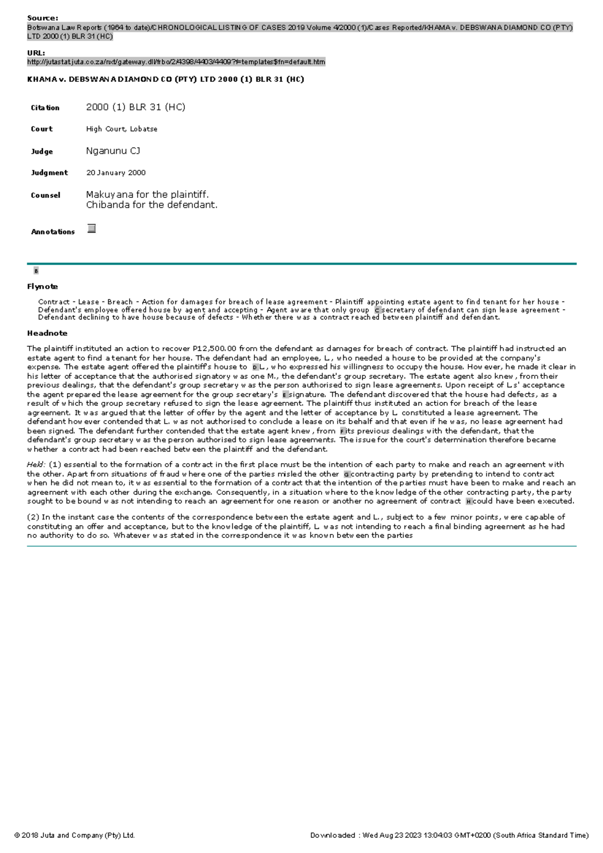 Khama v Case Source Botswana Law Reports (1964 to date