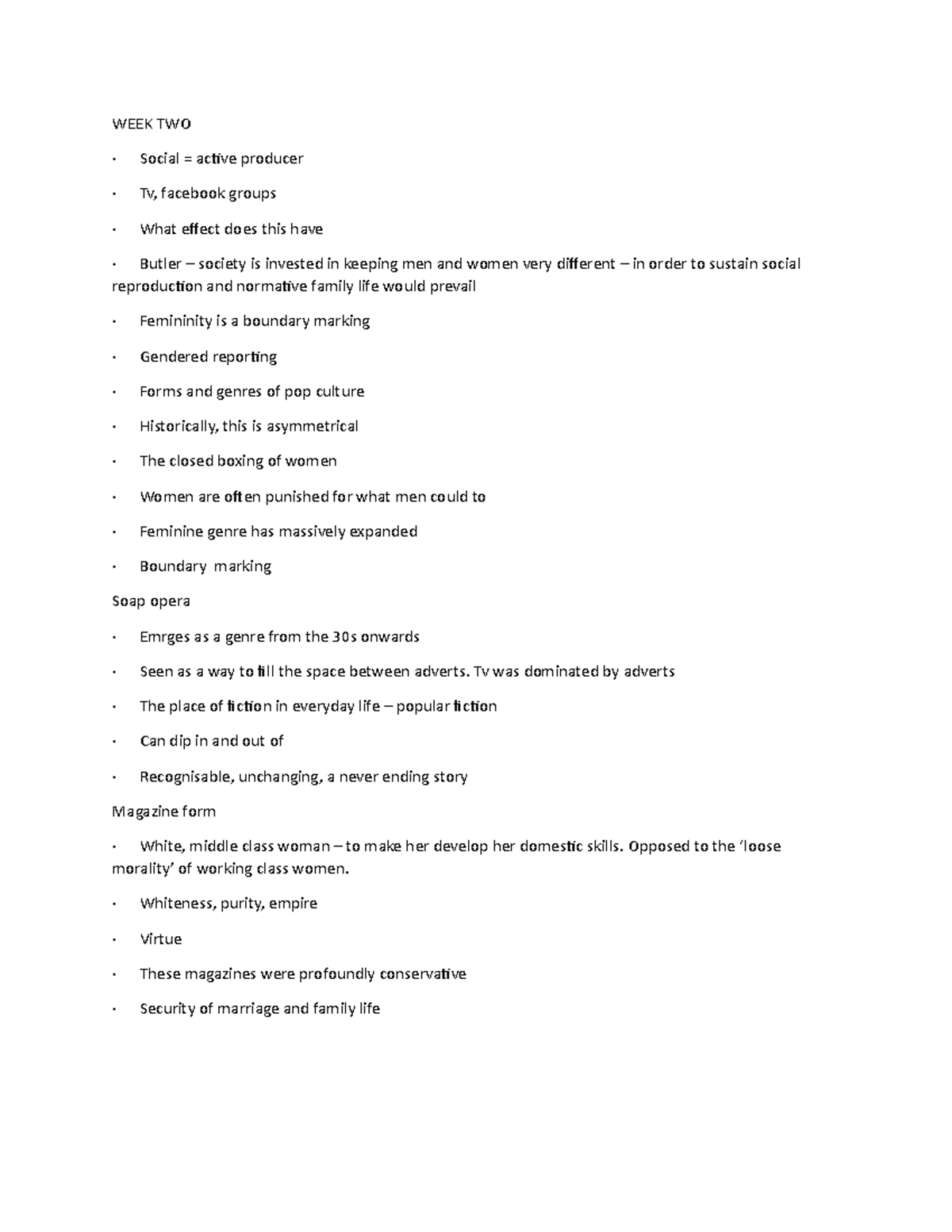 WEEK TWO - Lecture notes 1,. - WEEK TWO · Social = active producer · Tv ...