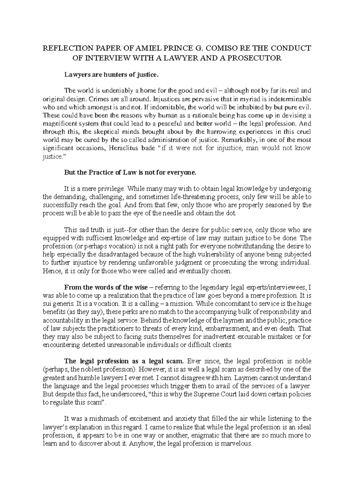 Reflection Paper IN LEG Couns - REFLECTION PAPER OF AMIEL PRINCE G ...