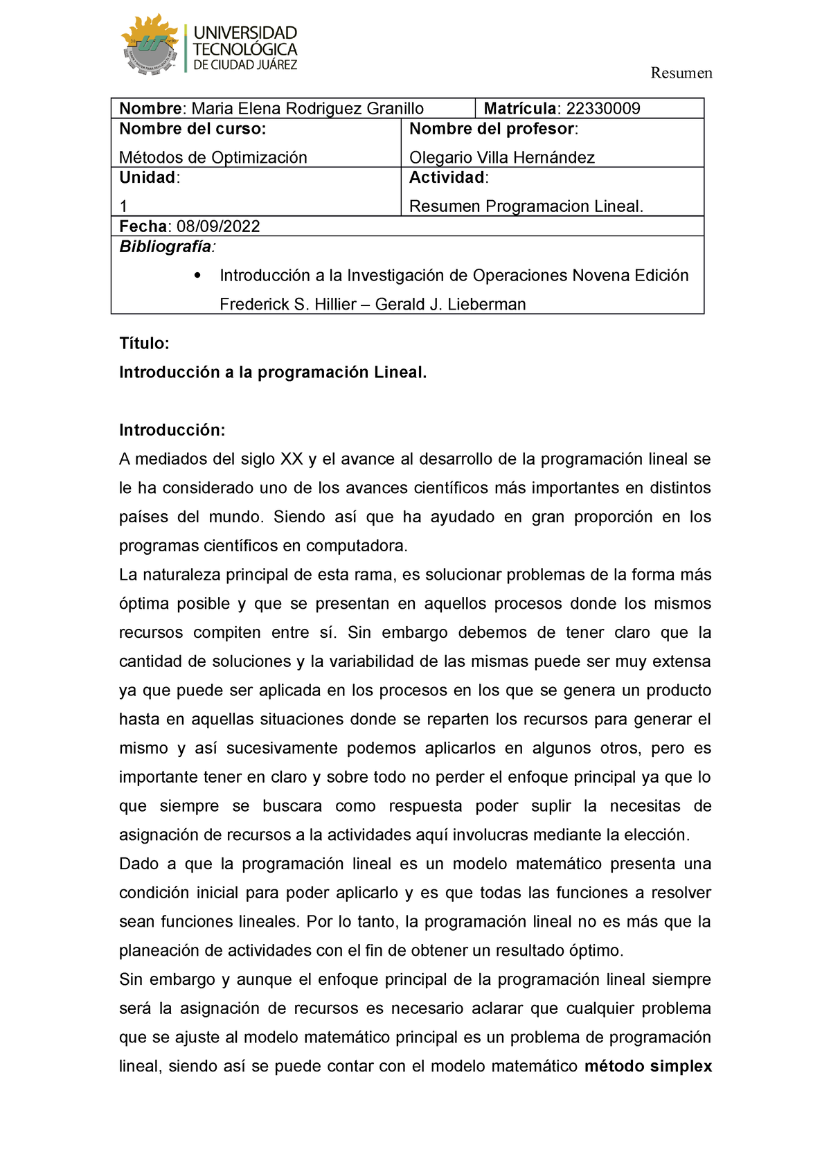 Reporte De Resumen Actividad De Aprendizaje 1 Unidad 1 Tema1 - Nombre ...