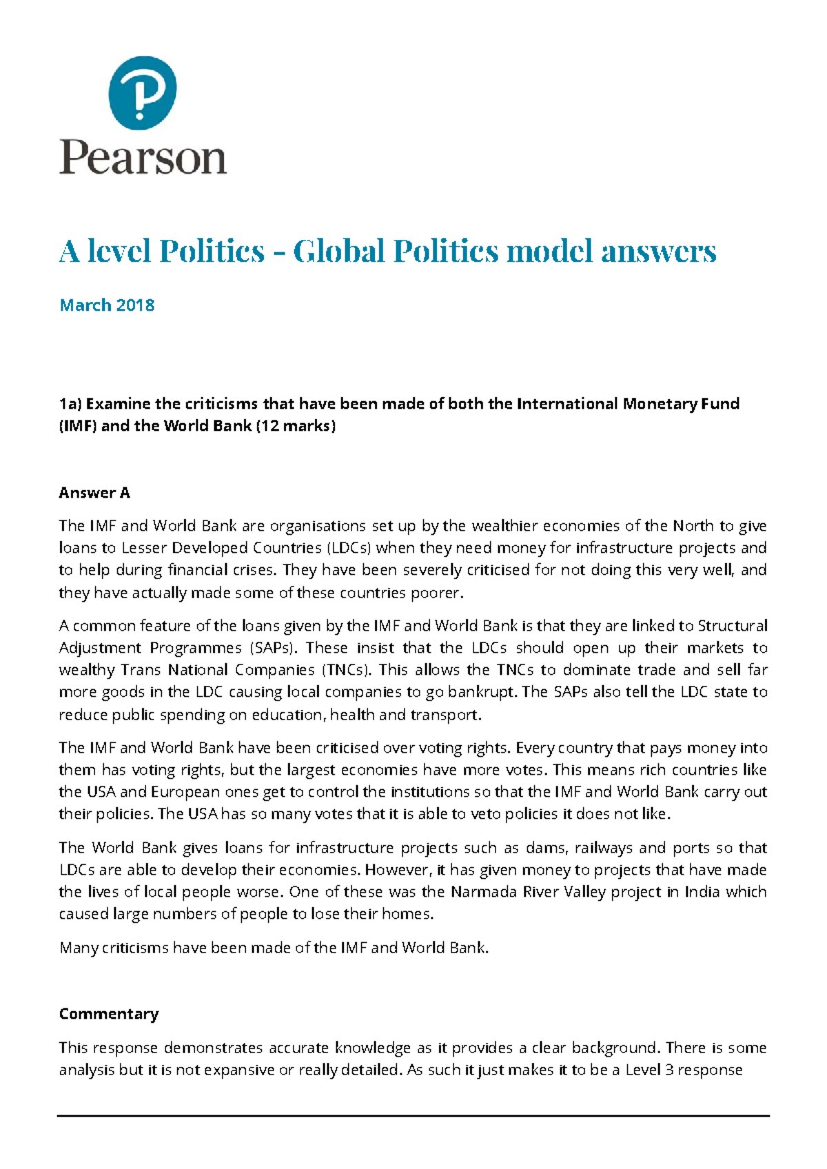 A level politics global politics model answers mar 230326 142441 - A ...