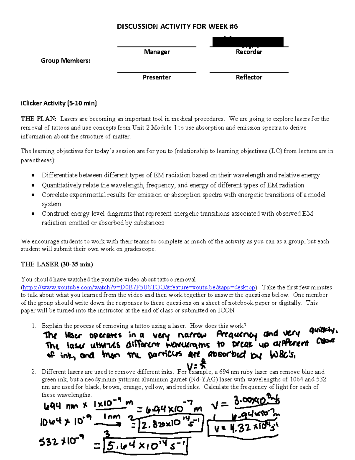 Discussion+Worksheet+Week+6 - DISCUSSION ACTIVITY FOR WEEK Group ...