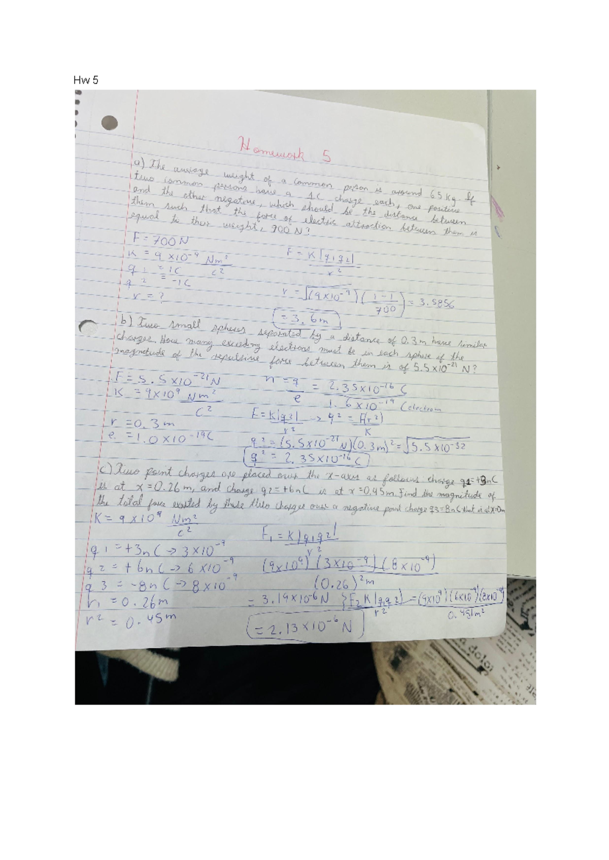Hw 5 - Homework 5 - Homework 5 and the common persons have a 1C charge ...