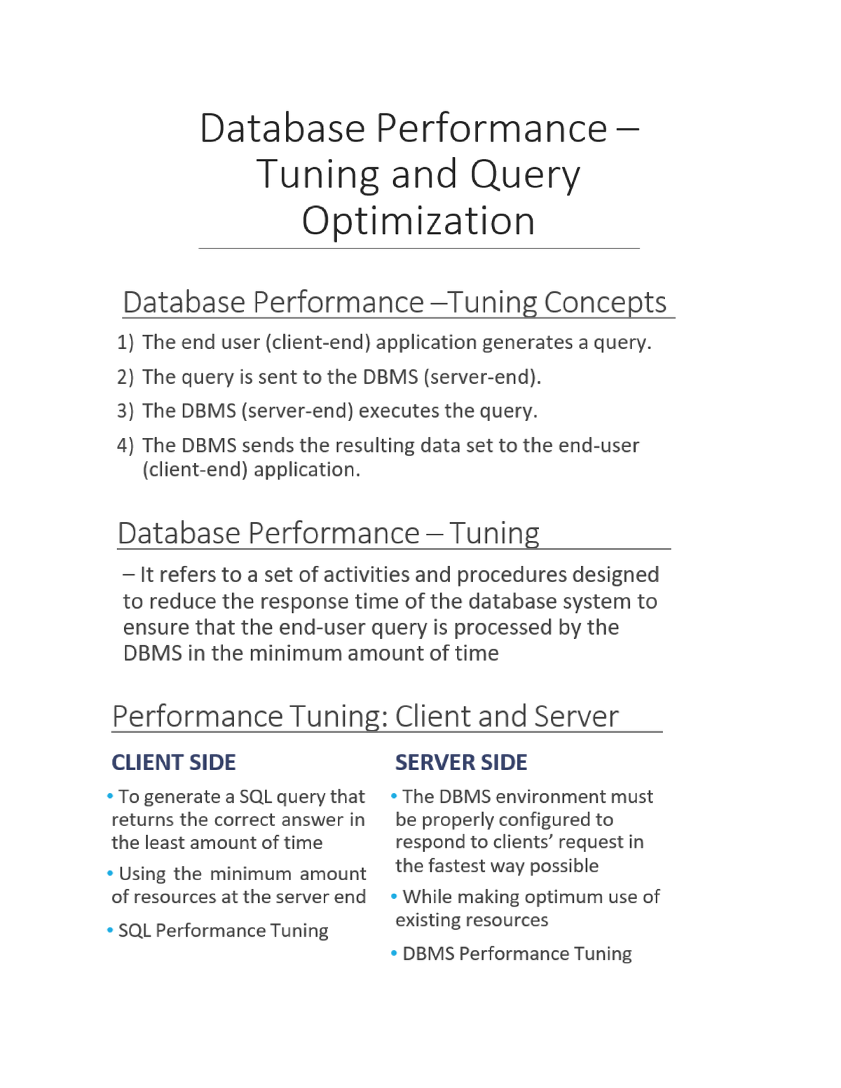 Module 3 - Database Performance – Tuning And Query Optimization ...