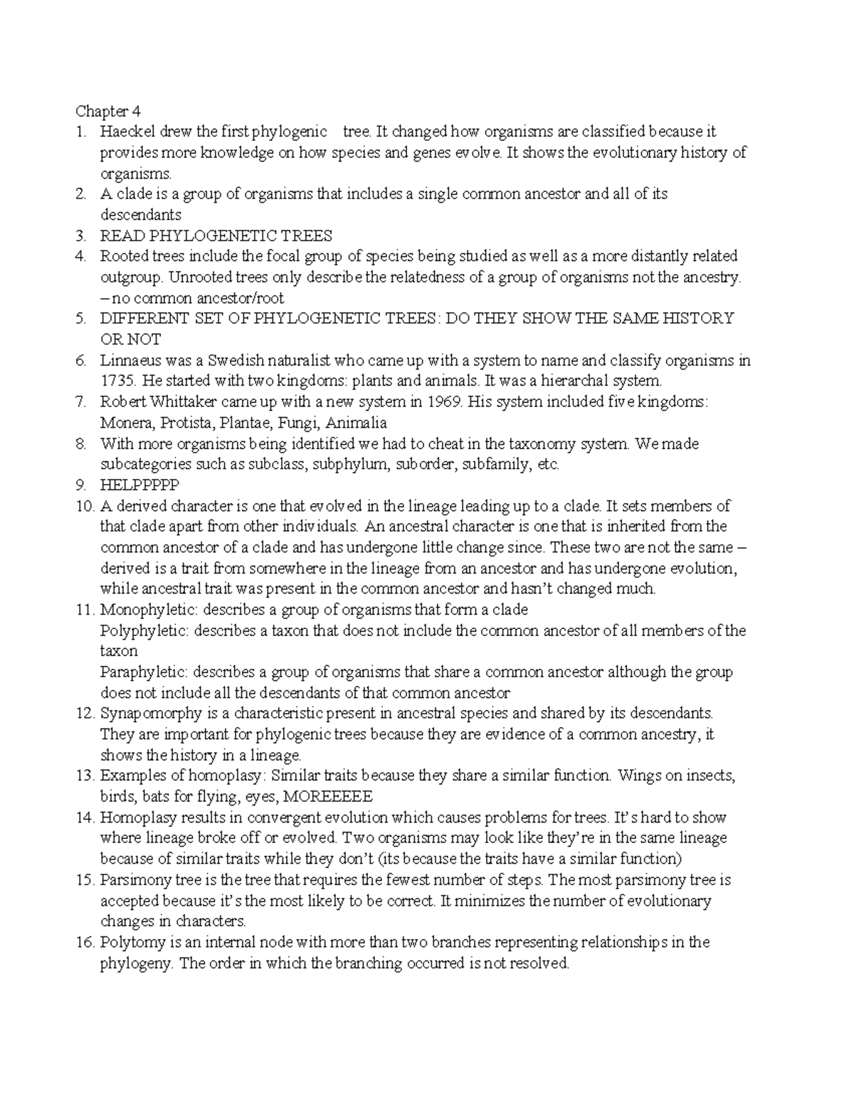 Exam 2 Study Guide - Chapter 4 Haeckel drew the first phylogenic tree ...