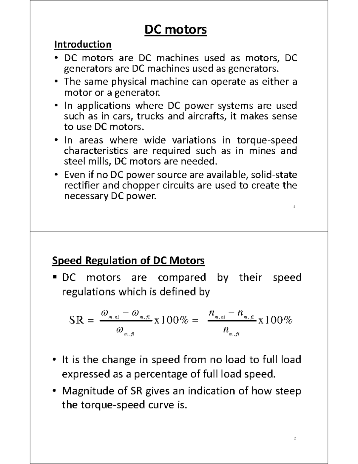 Pt 4 DC Motors - Lecture notes 4 - DC motors Introduction DC motors are ...