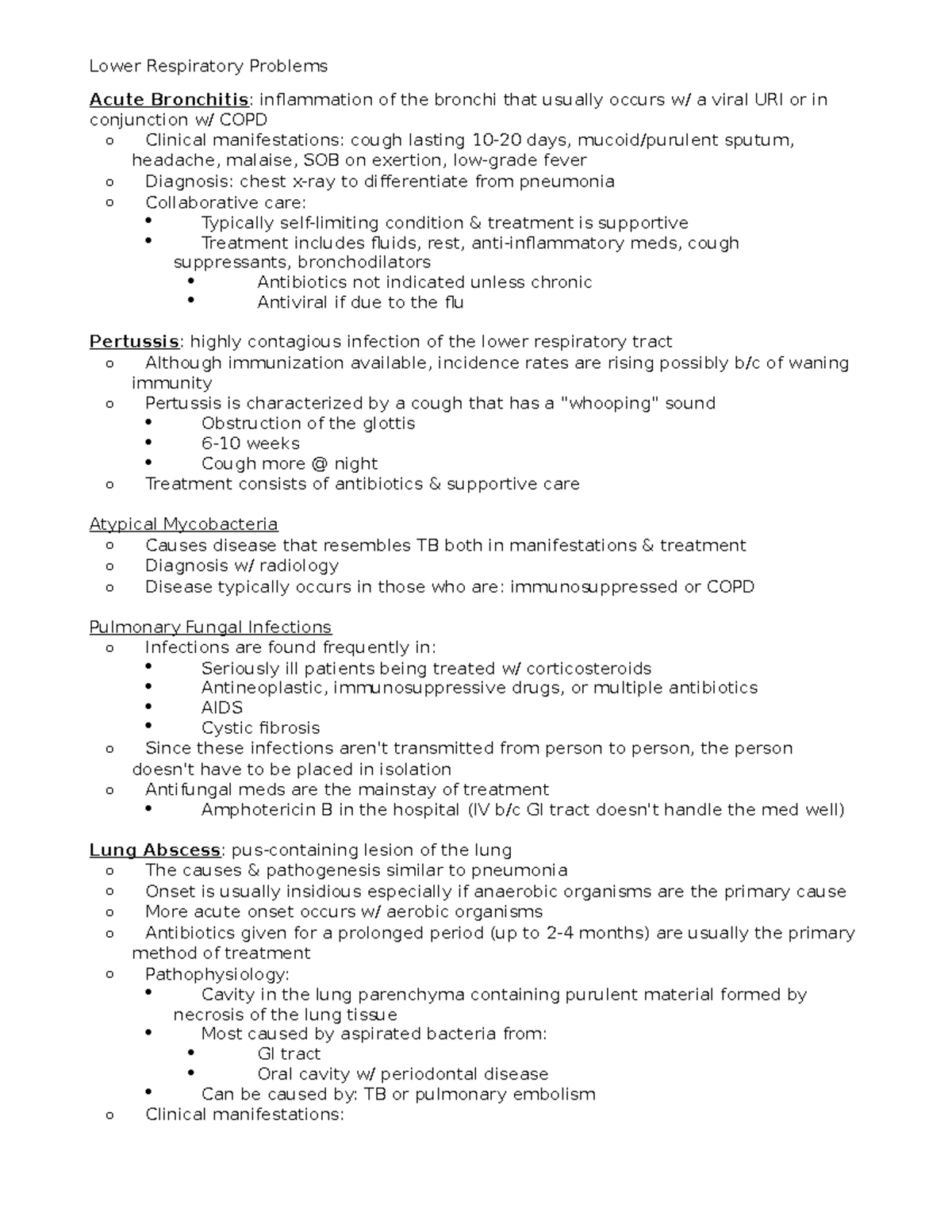 Lower Respiratory Problems - Lower Respiratory Problems Acute ...