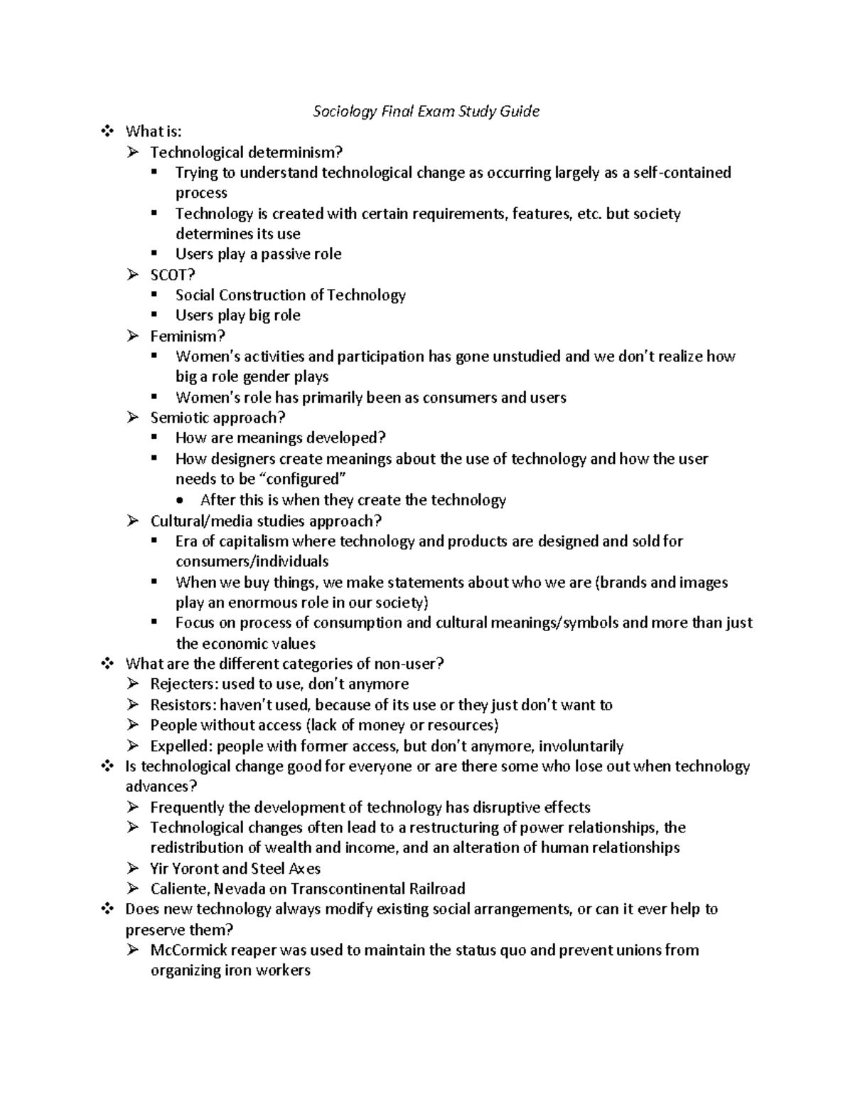 Sociology Final Study Guide - Sociology Final Exam Study Guide What is ...