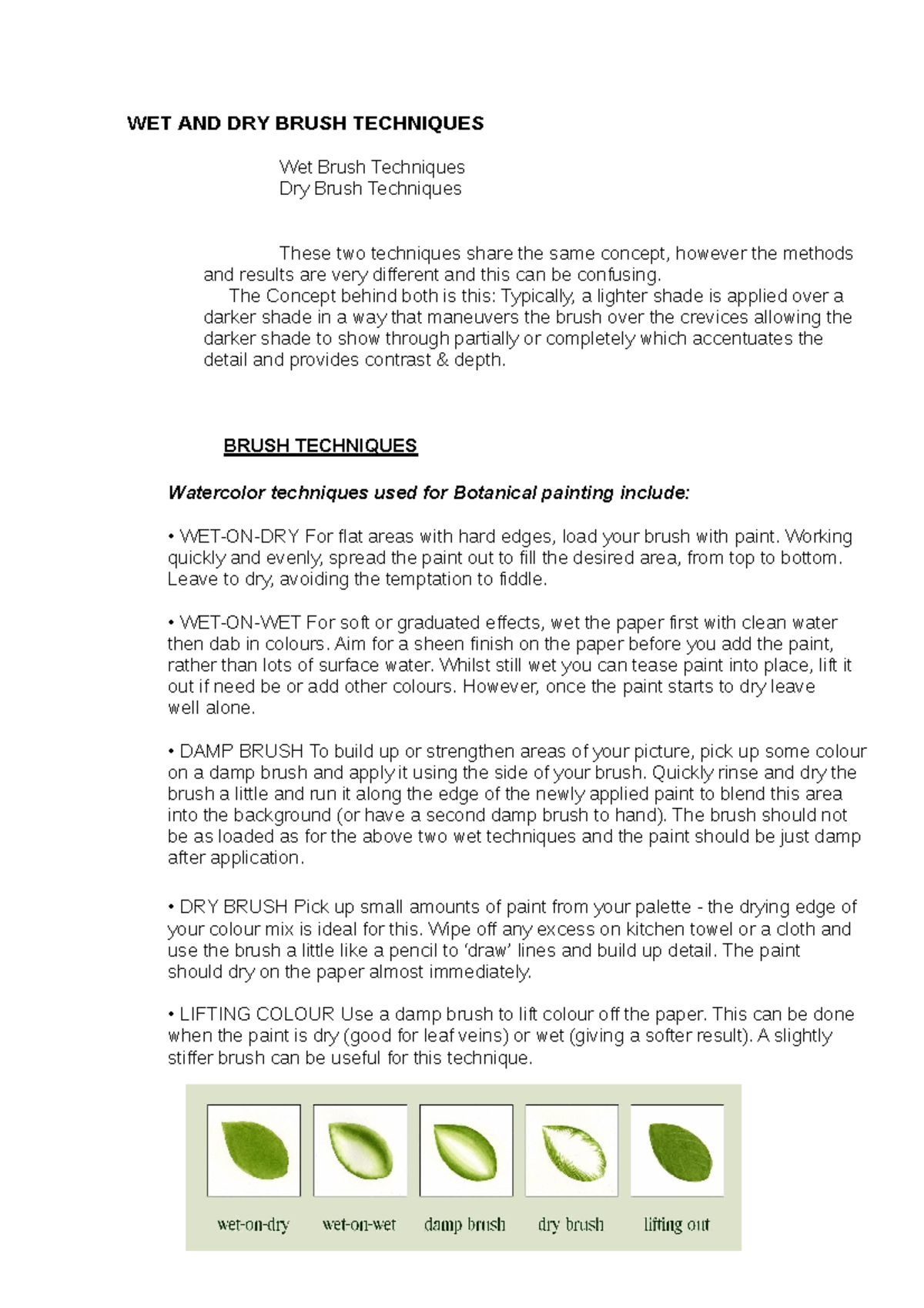 WET AND DRY Brush Techniques WET AND DRY BRUSH TECHNIQUES Wet Brush