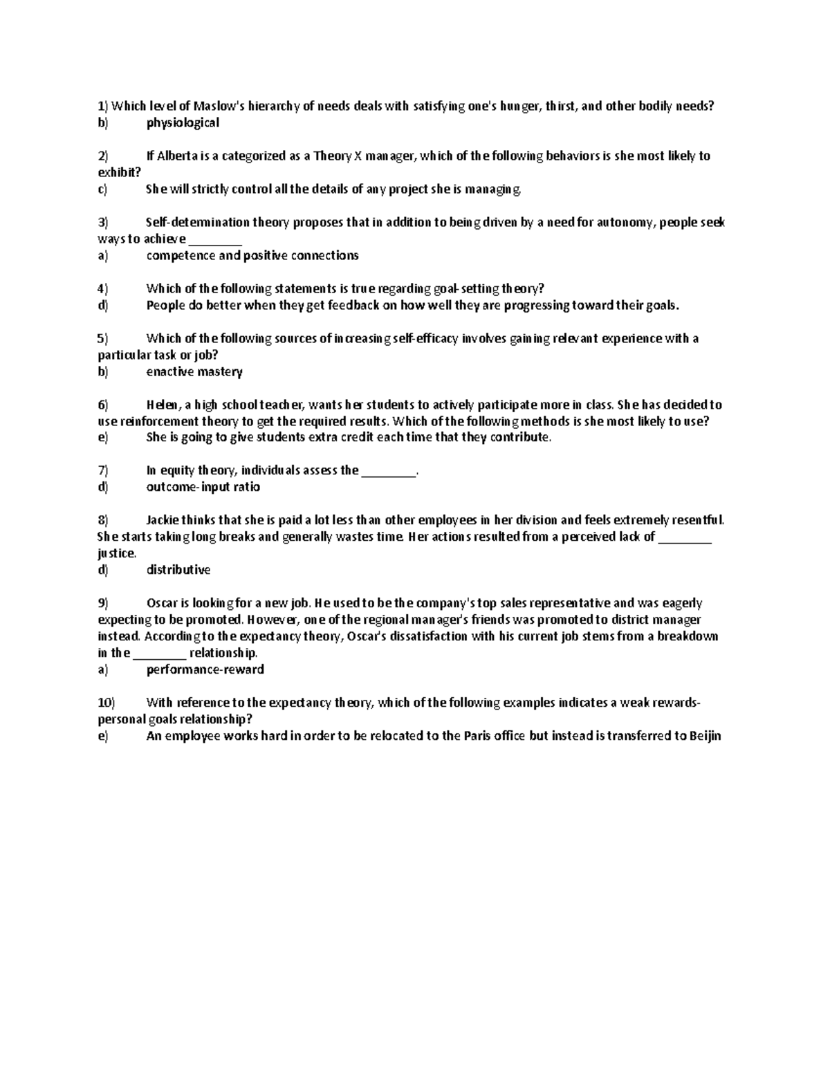 Chapter 7 - Which level of Maslow's hierarchy of needs deals with ...