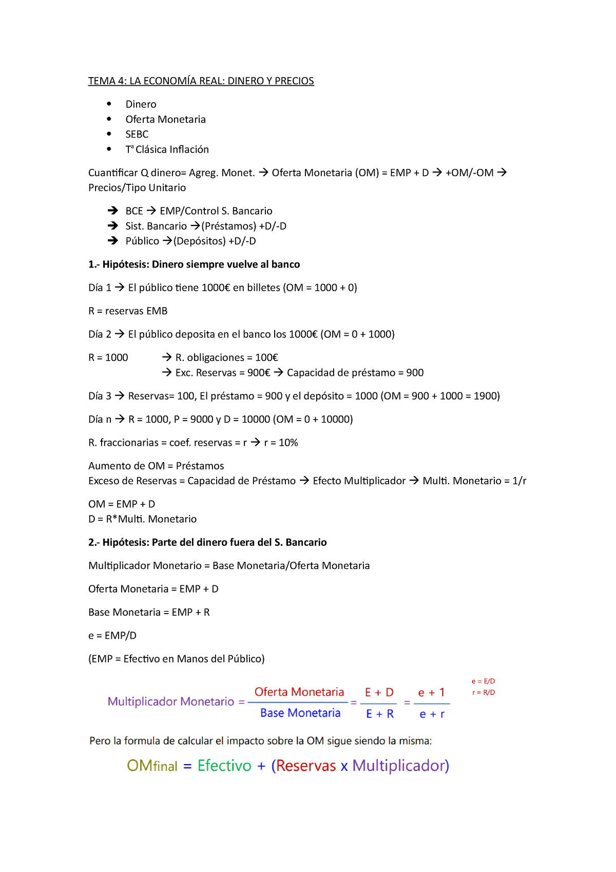 TEMA 4 Economía - TEMA 4: LA ECONOMÍA REAL: DINERO Y PRECIOS Dinero ...