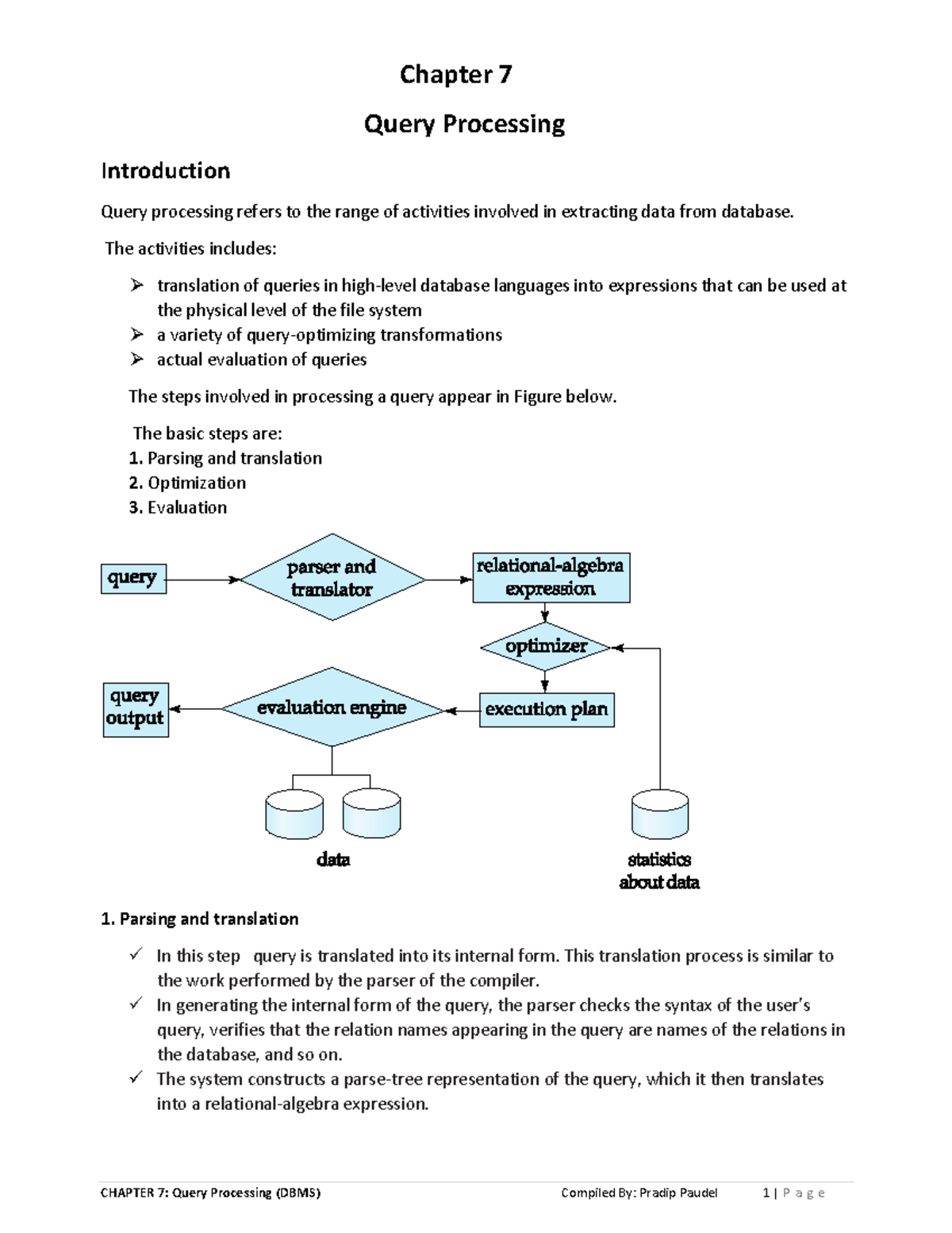 Chapter 7(DBMS) - Chapter 7 Query Processing Introduction Query ... image.