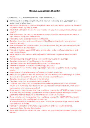 Unit-2d Checklist - Unit 2D -Assignment Checklist EVERYTHING YOU ...