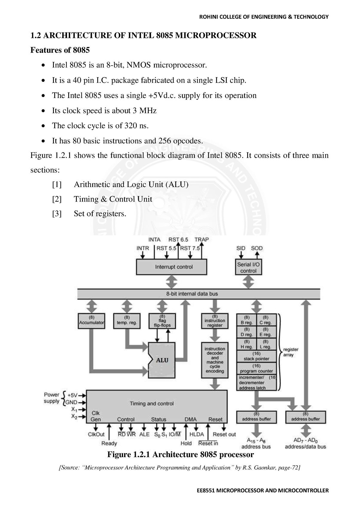 Architecture Of 8085 Microprocessor - 1 ARCHITECTURE OF INTEL 8085 ...