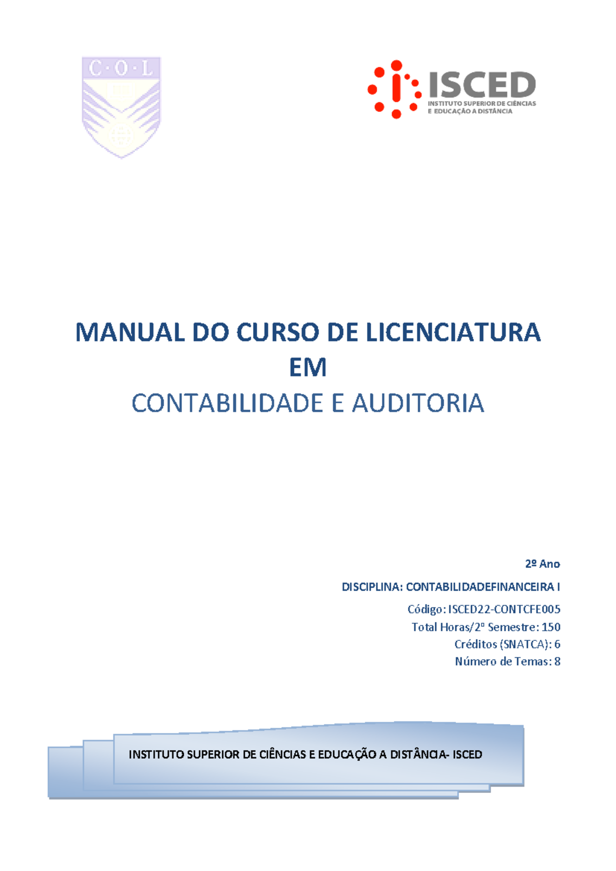 Manual De Contabilidade Financeira I Manual Do Curso De Licenciatura Em Contabilidade E