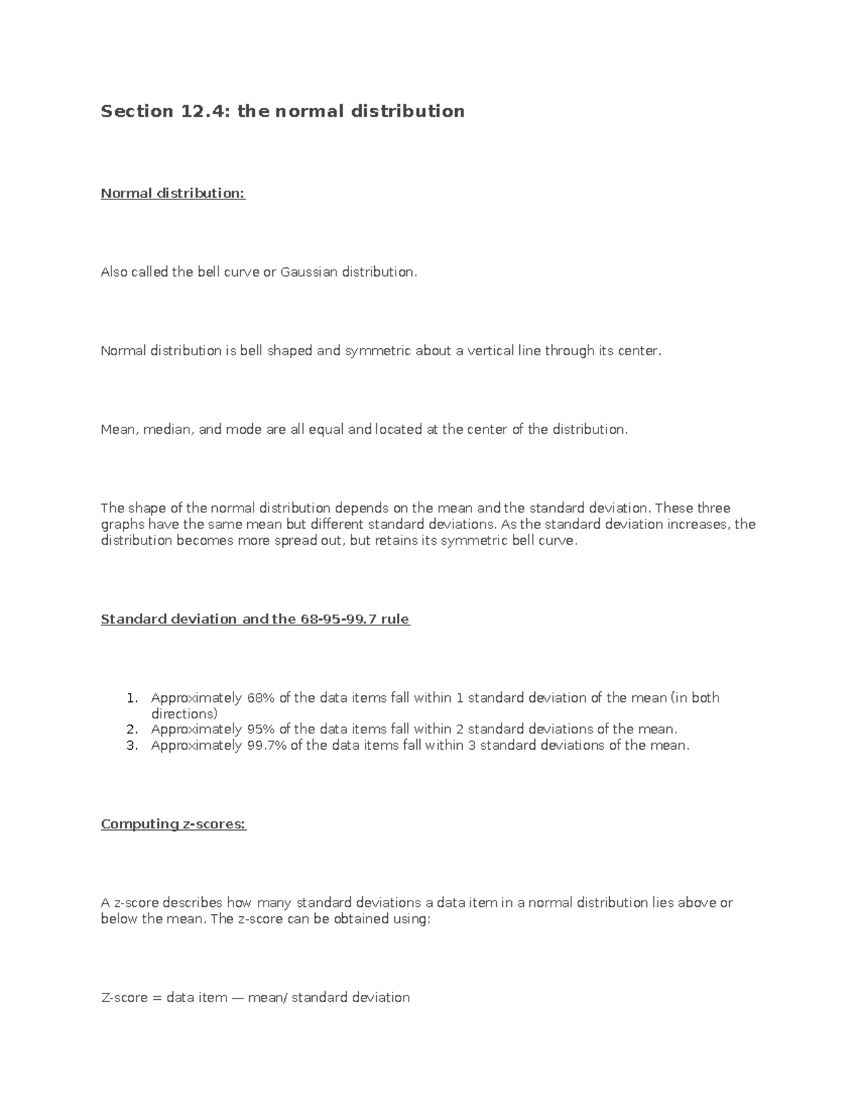 Section 12 - Teacher: Hui Liu - Section 12: the normal distribution ...