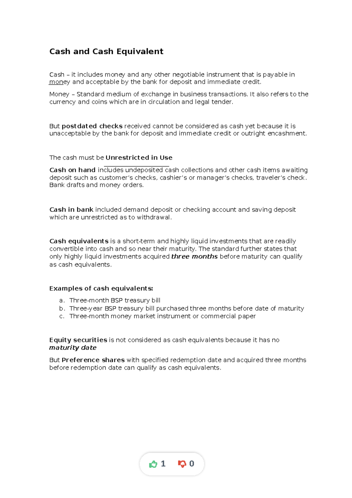 Reviewerlecturenotes110 compress Cash and Cash Equivalent Cash