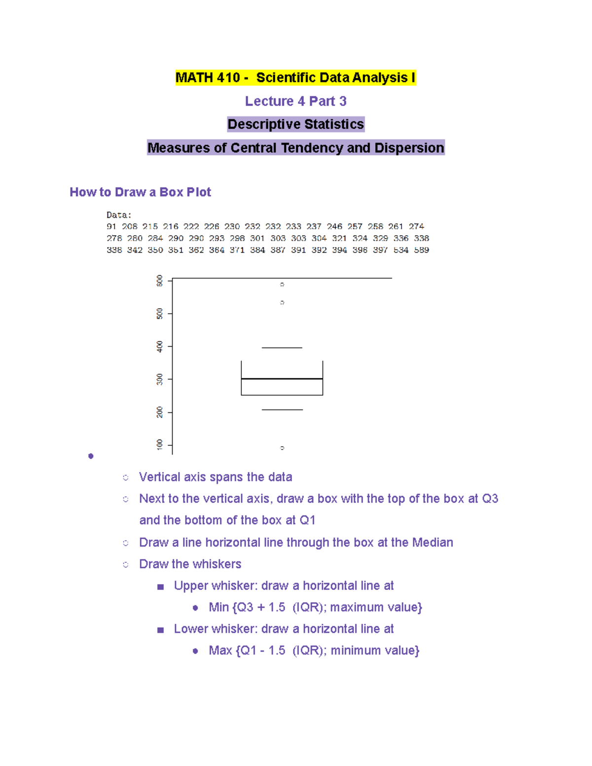 Math 410 Lecture 4 Part 3 Fall 2020 Math 410 Scientific Data Math 410 Lecture 4 Part 3 Fall 2020 Math 410 Scientific Data
