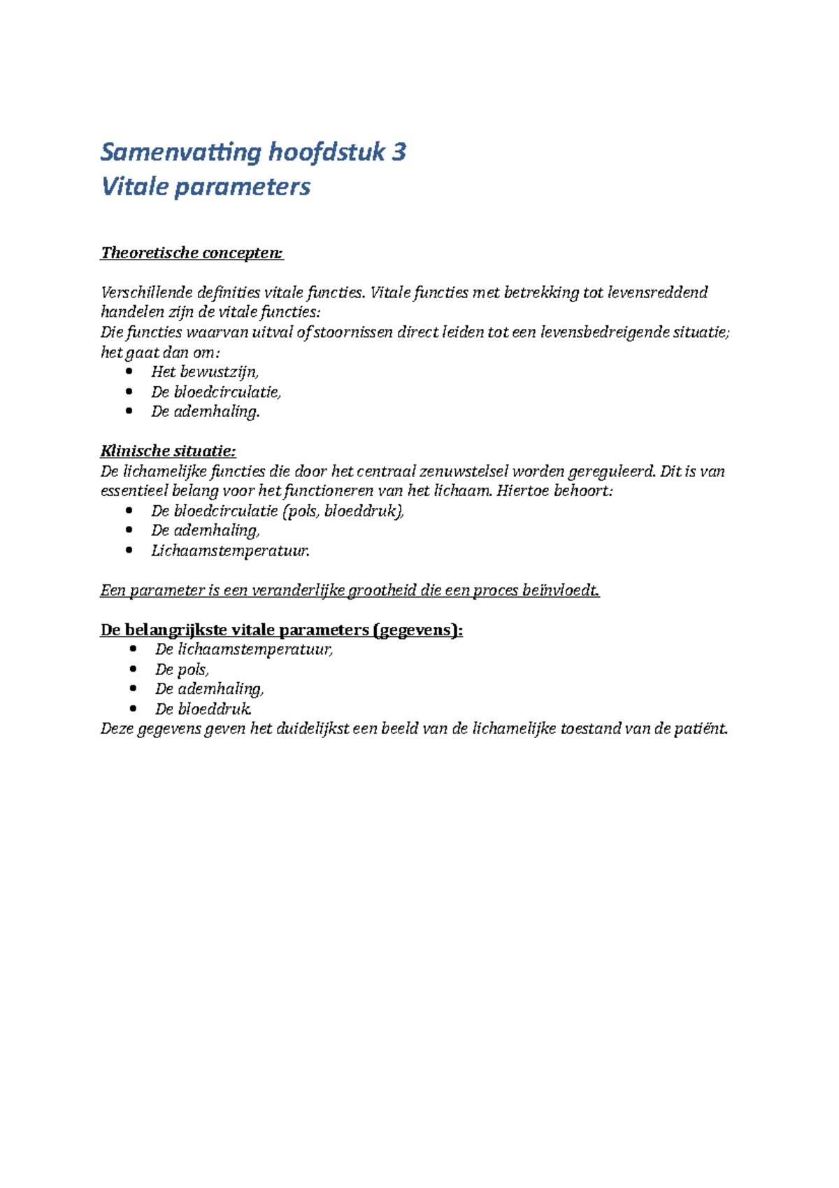 Verpleegkundige Vaardigheden, Hoofdstuk3.docx - Samenvatting Hoofdstuk ...