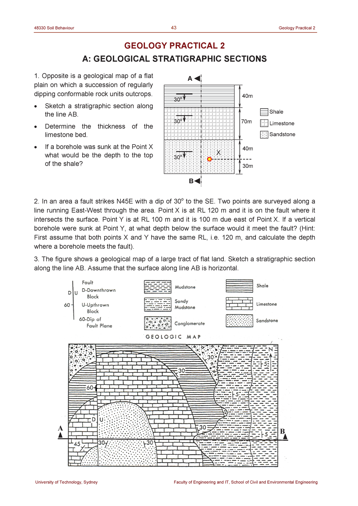 Geology Practical 2 (Questions) - 48330 Soil Behaviour 43 Geology ...