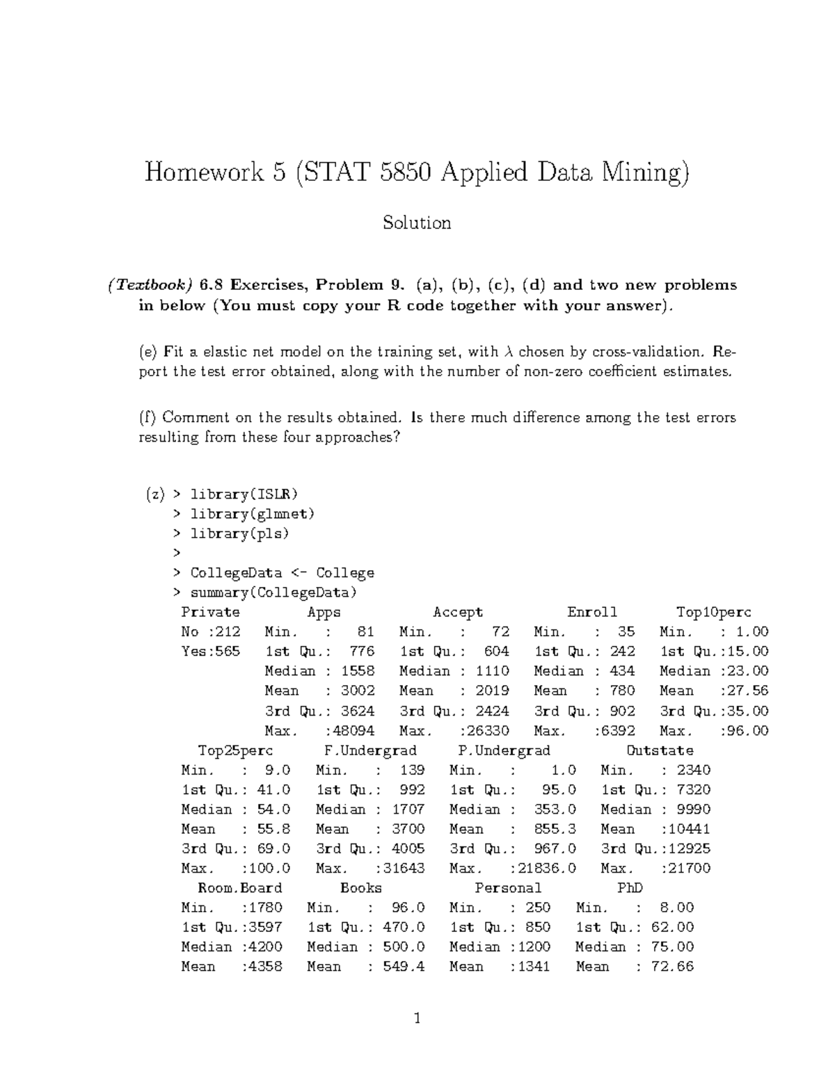 Homework 5 STAT 5850 Applied Data Mining Solution - Studocu