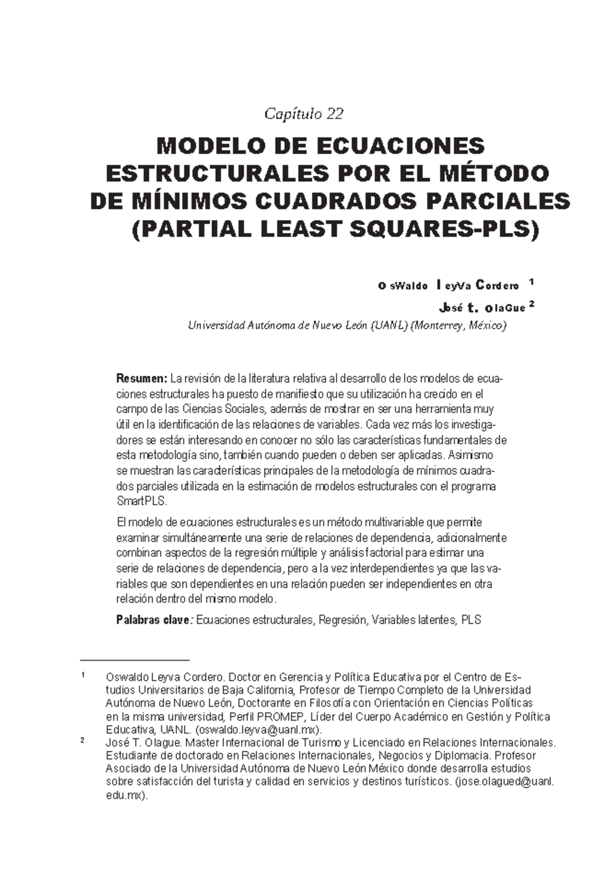 Cap22 Modelos PLS SEM - Capítulo 22 MODELO DE ECUACIONES ESTRUCTURALES ...